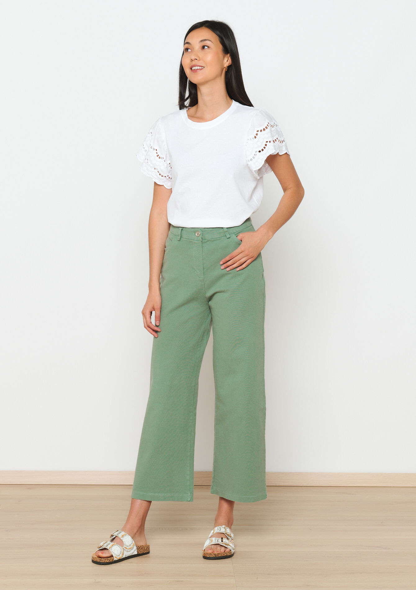 Katoenen broek - LIGHT KHAKI - 06004521_4405