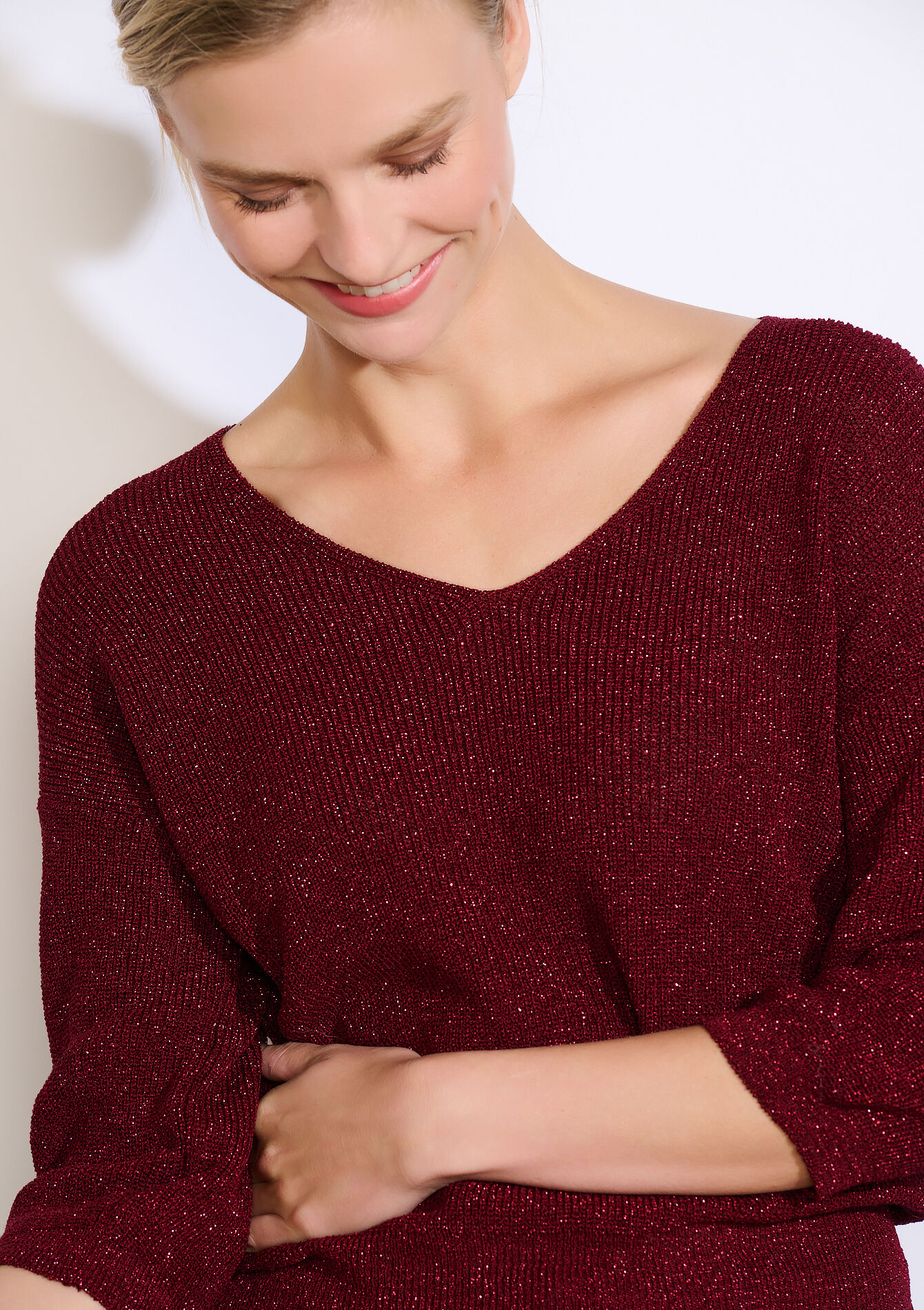 Fijne glittertrui, Fijne glittertrui - AUBERGINE - 04007049_1537