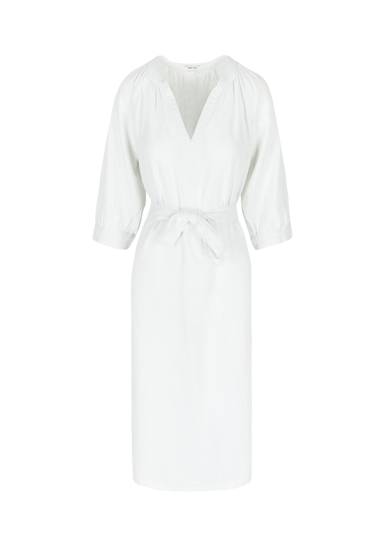 Linnen jurk - OPTICAL WHITE - 08602217_1019