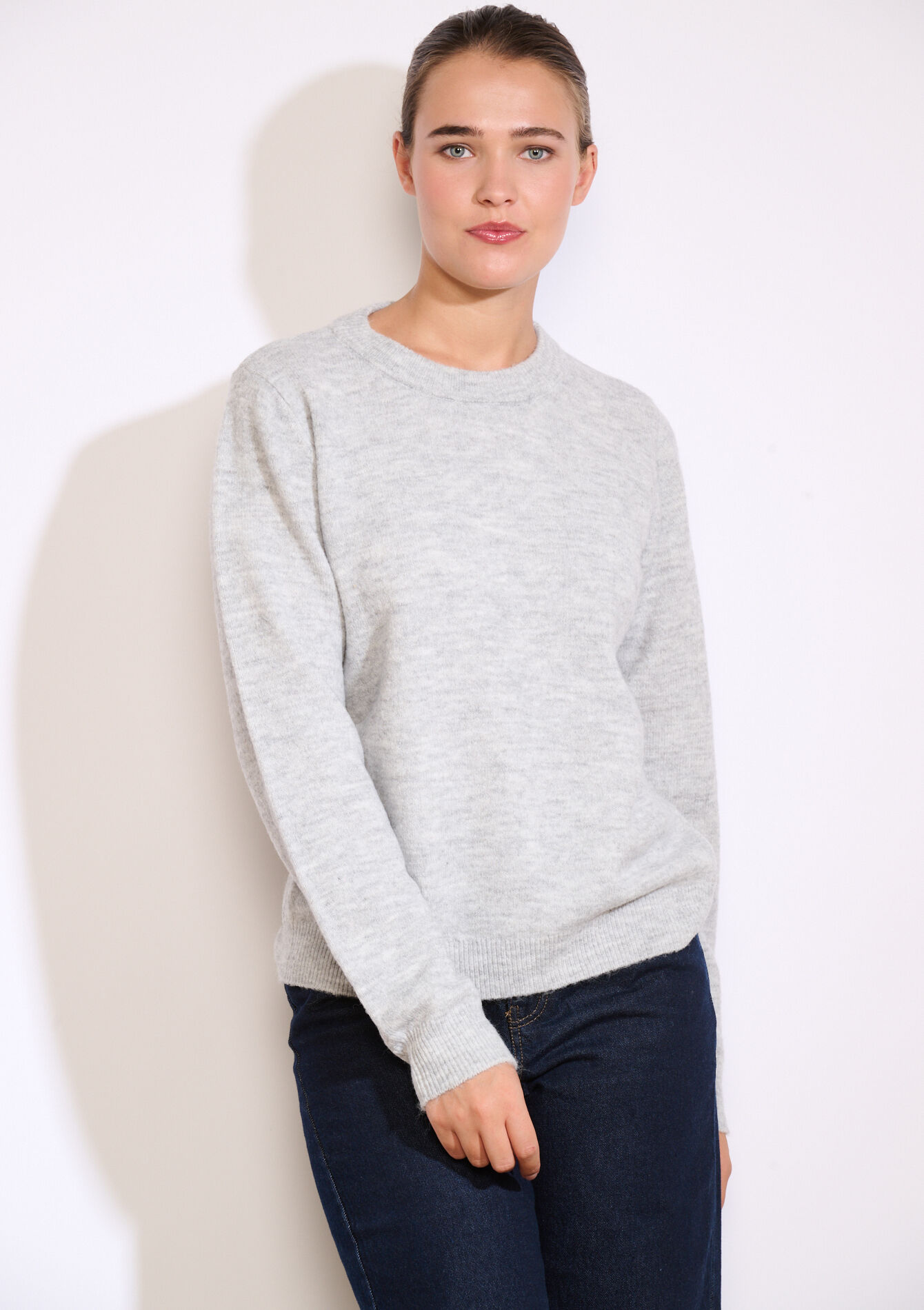 Zachte trui met ronde hals, Zachte trui met ronde hals - LT GREY MEL - 04006880_1081