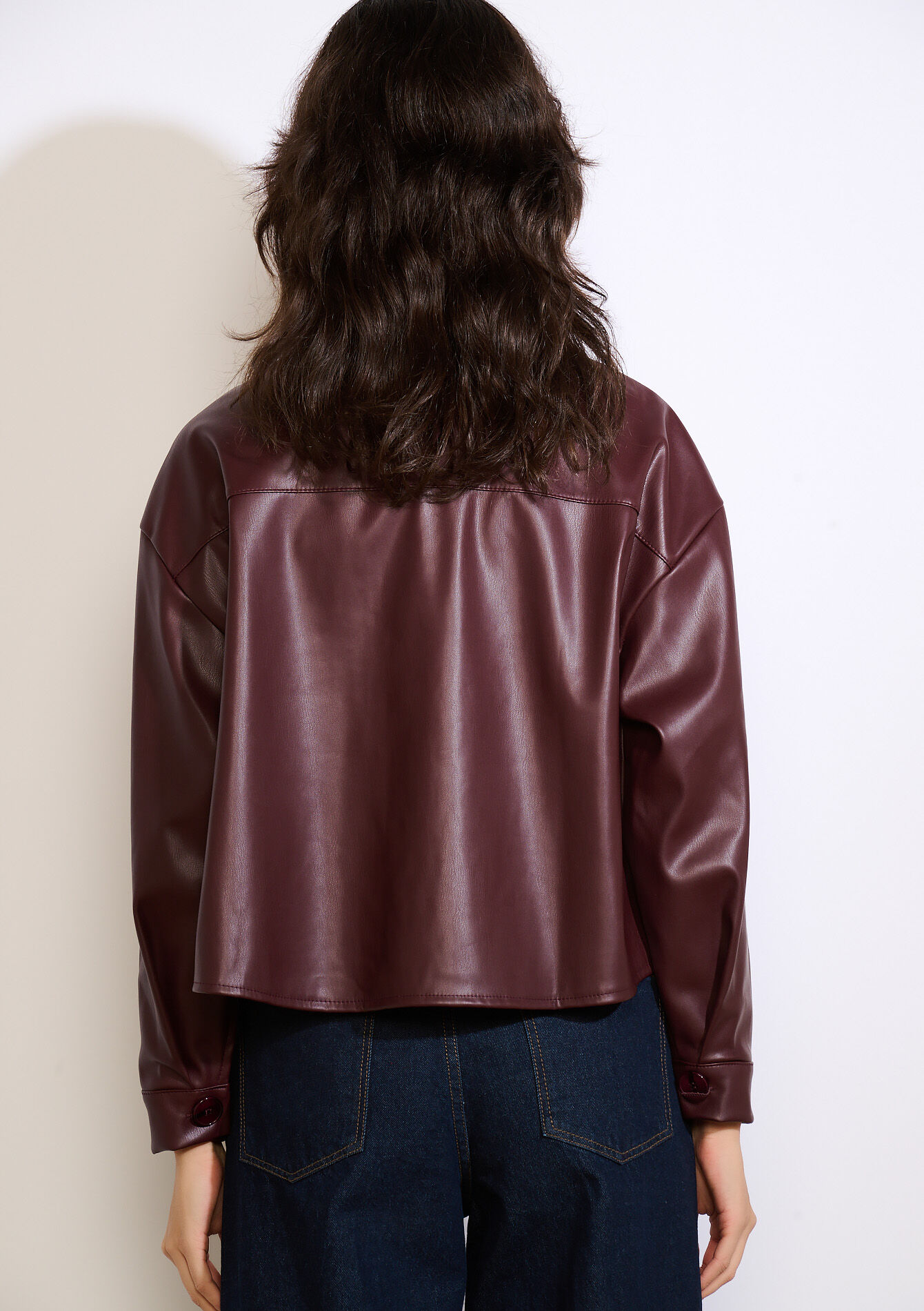 Overshirt van imitatieleer, Overshirt van imitatieleer - BORDEAUX WINE - 09101132_5514