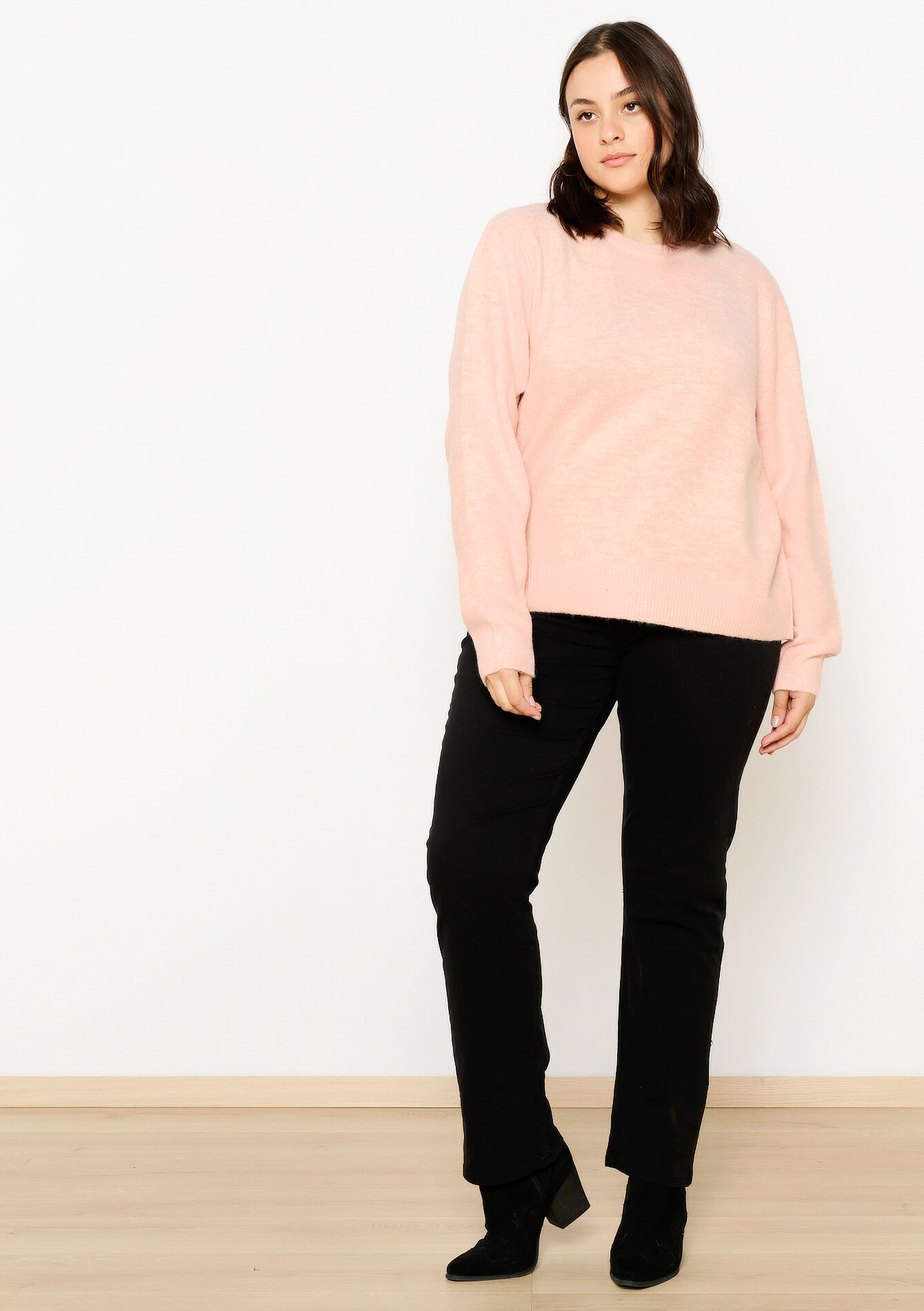 Basic trui met ronde hals - PASTEL PEACH - 04006522_1974