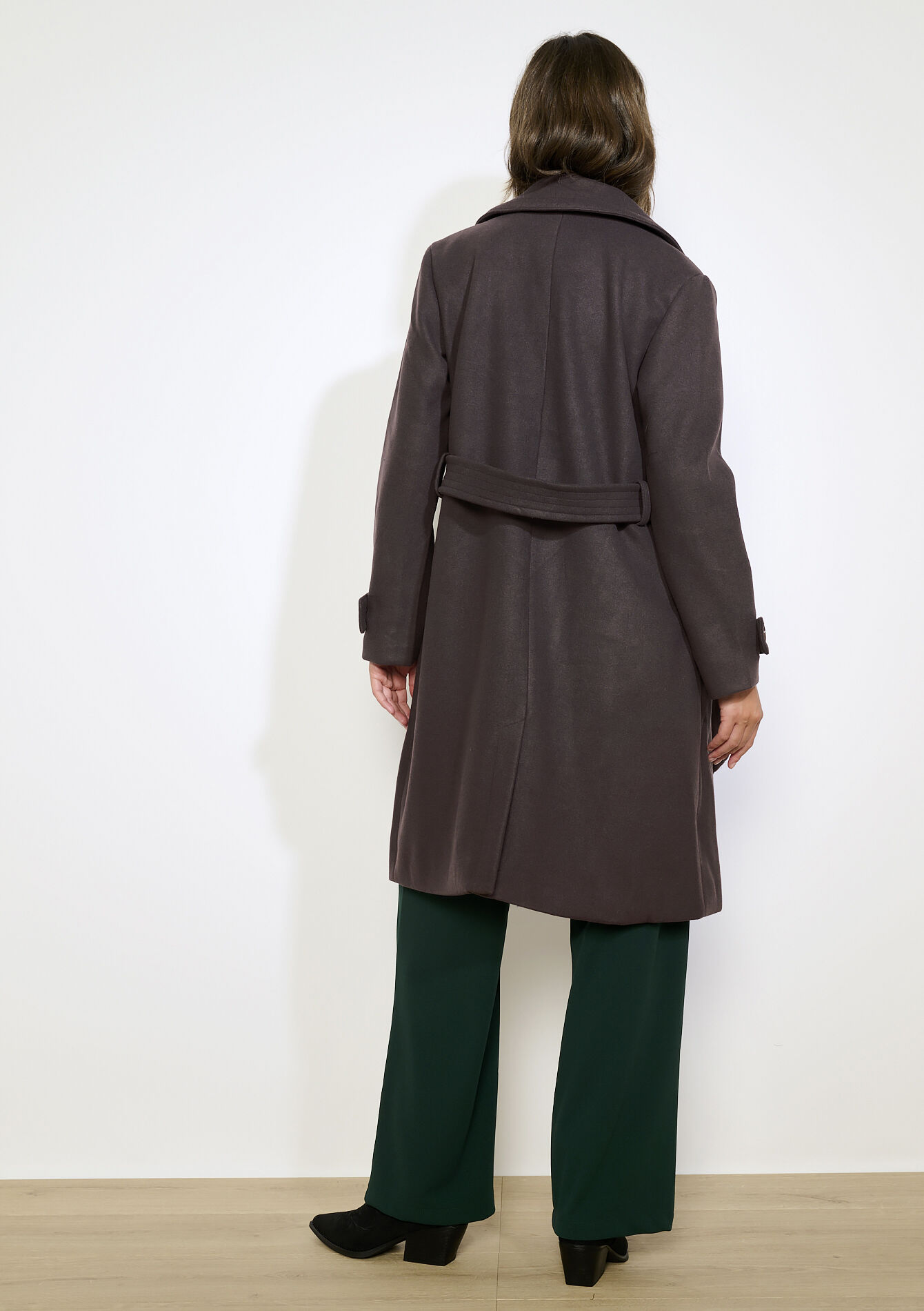 Manteau ceinturé structuré, Manteau ceinturé structuré - BROWN DARK CHOCOLATE - 23000748_3720