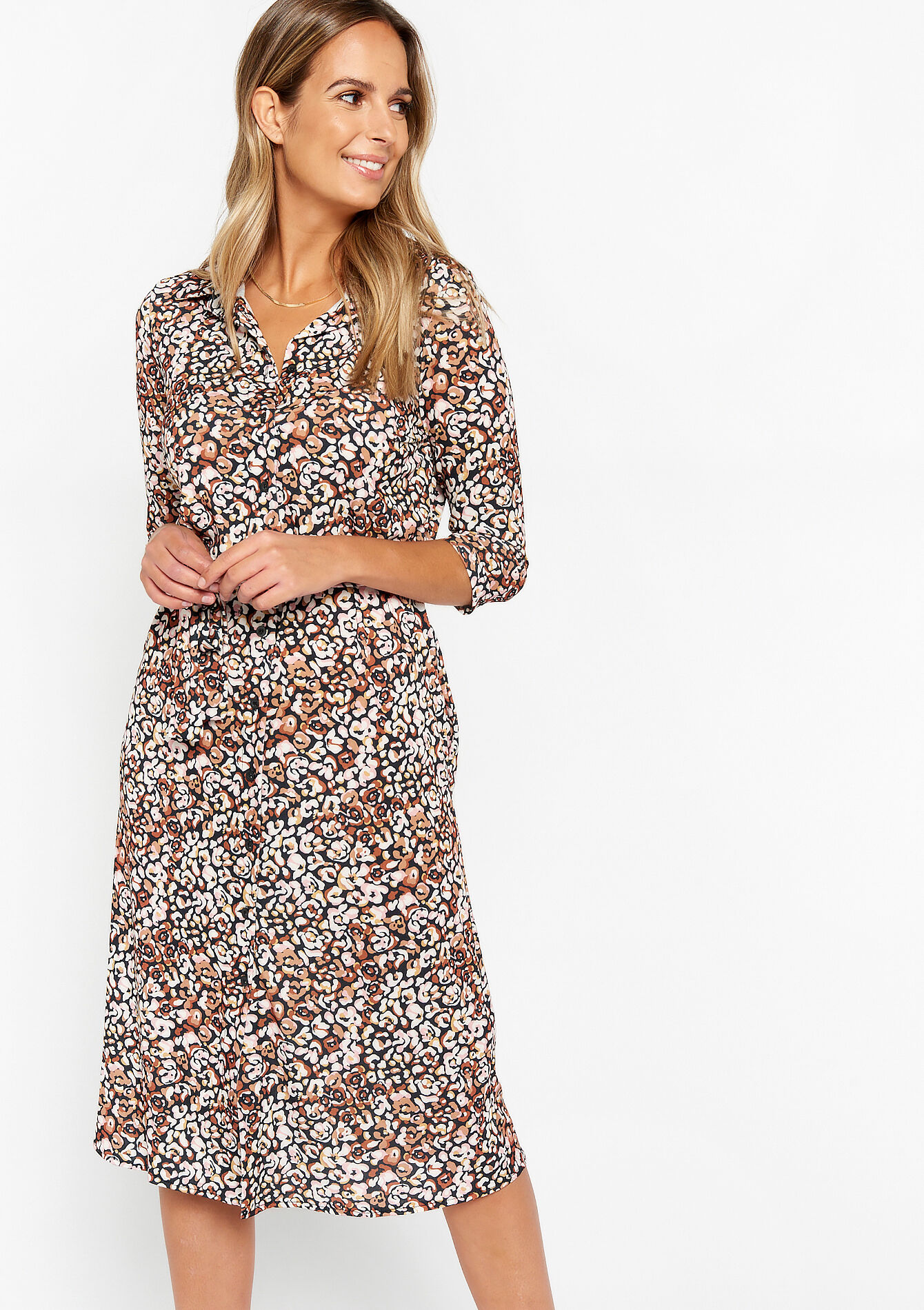 Hemdjurk met bloemenprint, Hemdjurk met bloemenprint - BLACK - 08103359