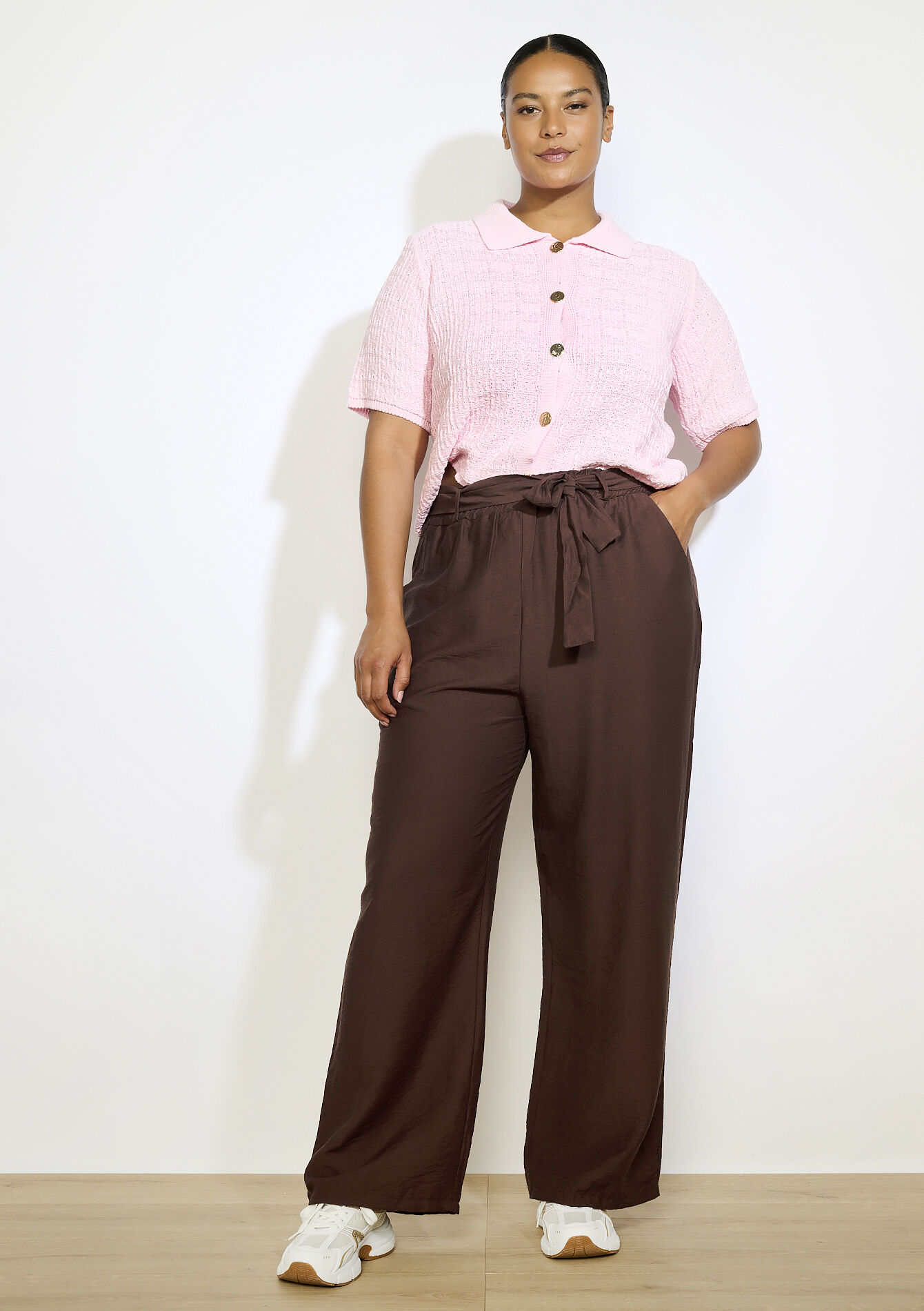 Pantalon ample élégant - BROWN DARK CHOCOLATE - 06601027_3720