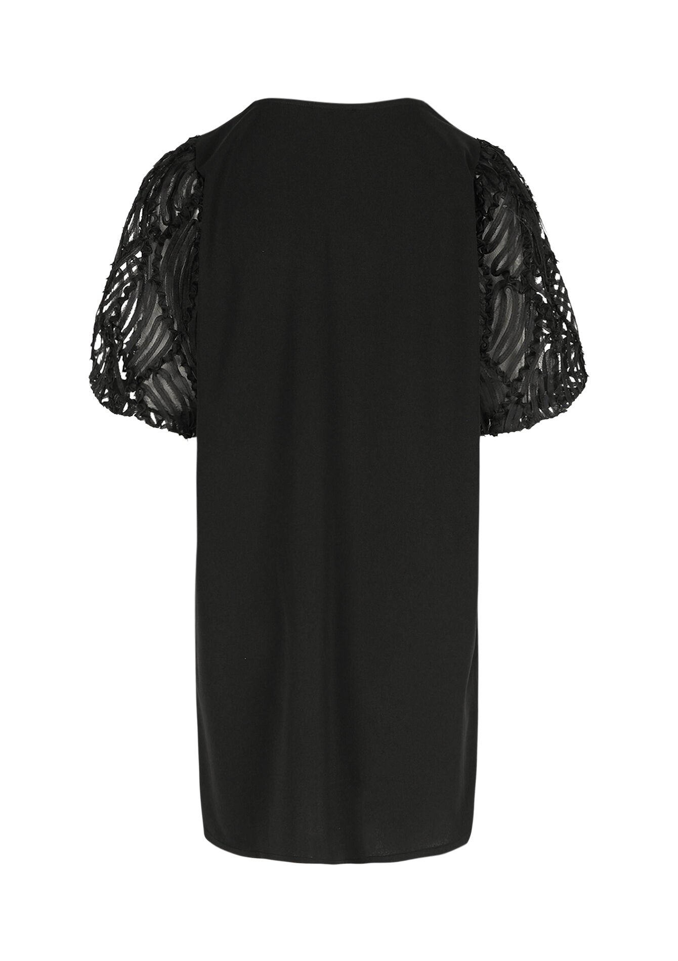 Robe courte manches dentelle - BLACK - 08104269_1119