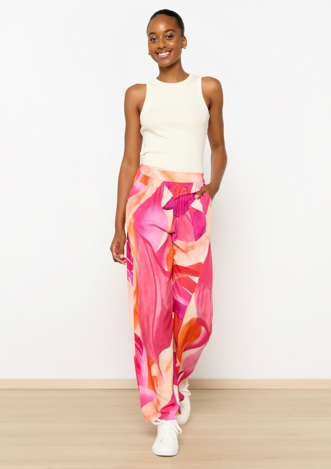 Loose trousers with print, Loose trousers with print - ORANGE BRIGHT - 06600858_1255