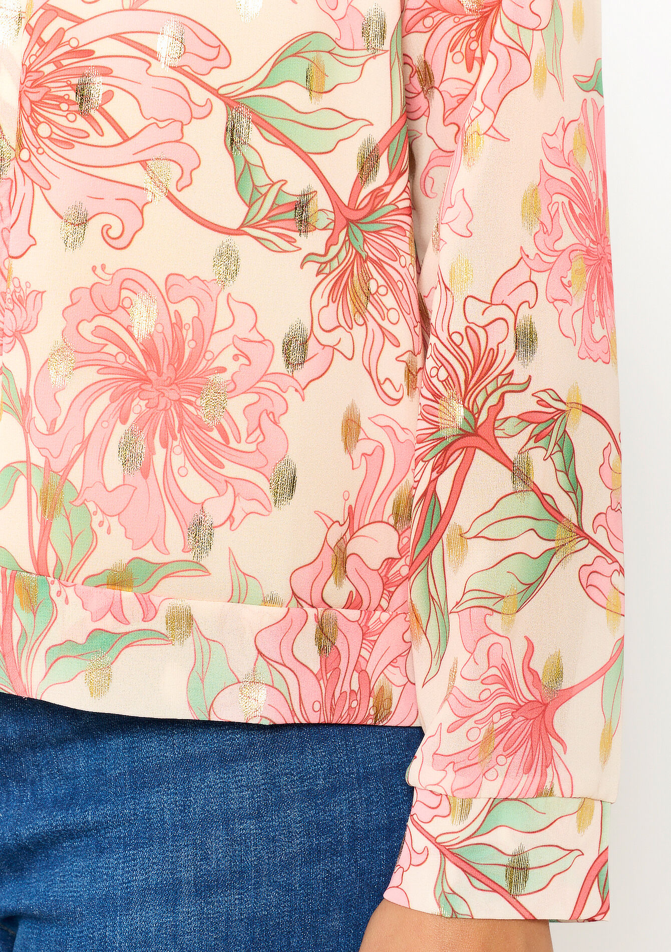 Fluïde jasje met bloemen , Fluïde jasje met bloemen - NUDE PINK - 09100955_1301