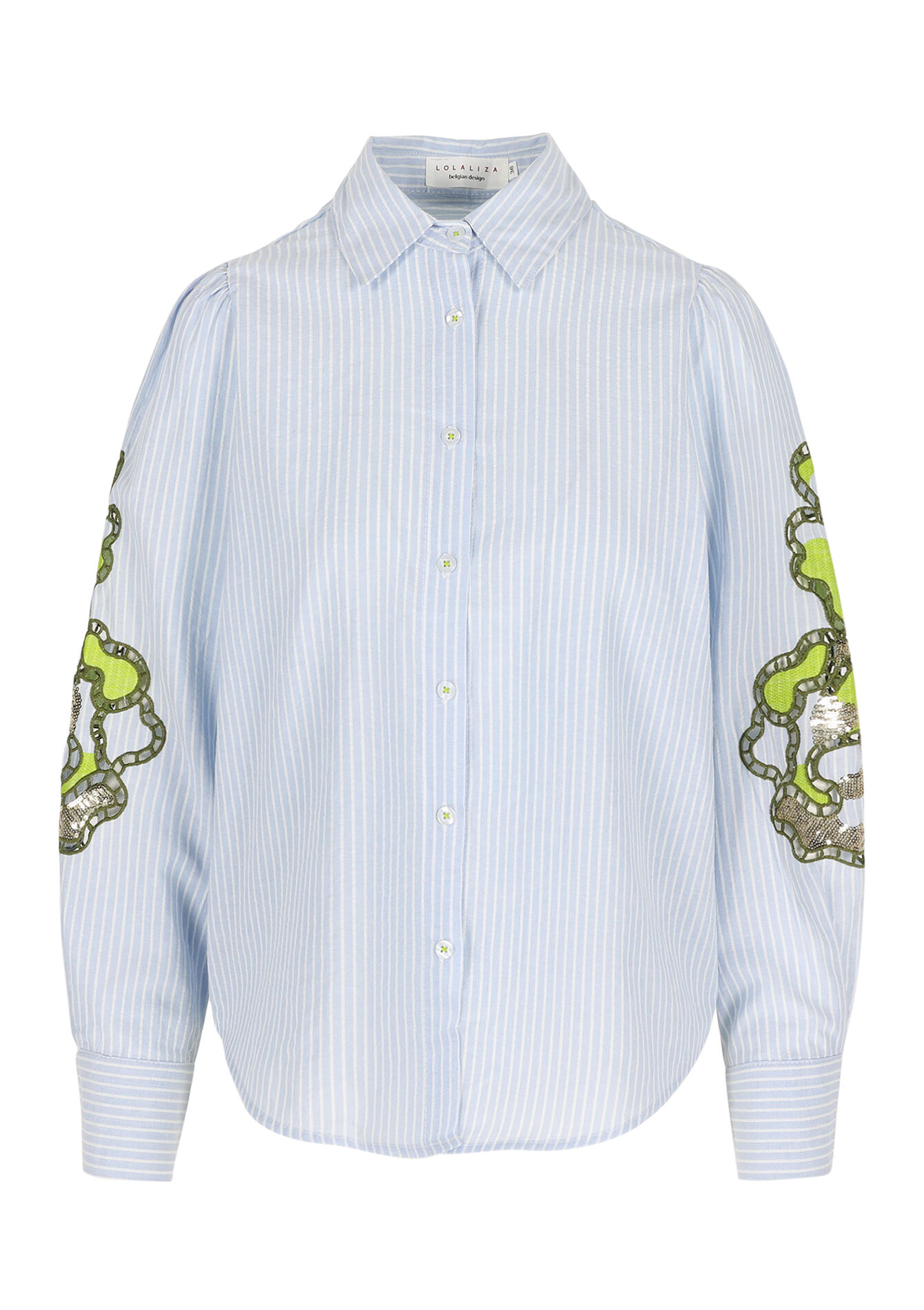 Geborduurde blouse met strepen , Geborduurde blouse met strepen - BLUE FAIENCE - 05702917_1584