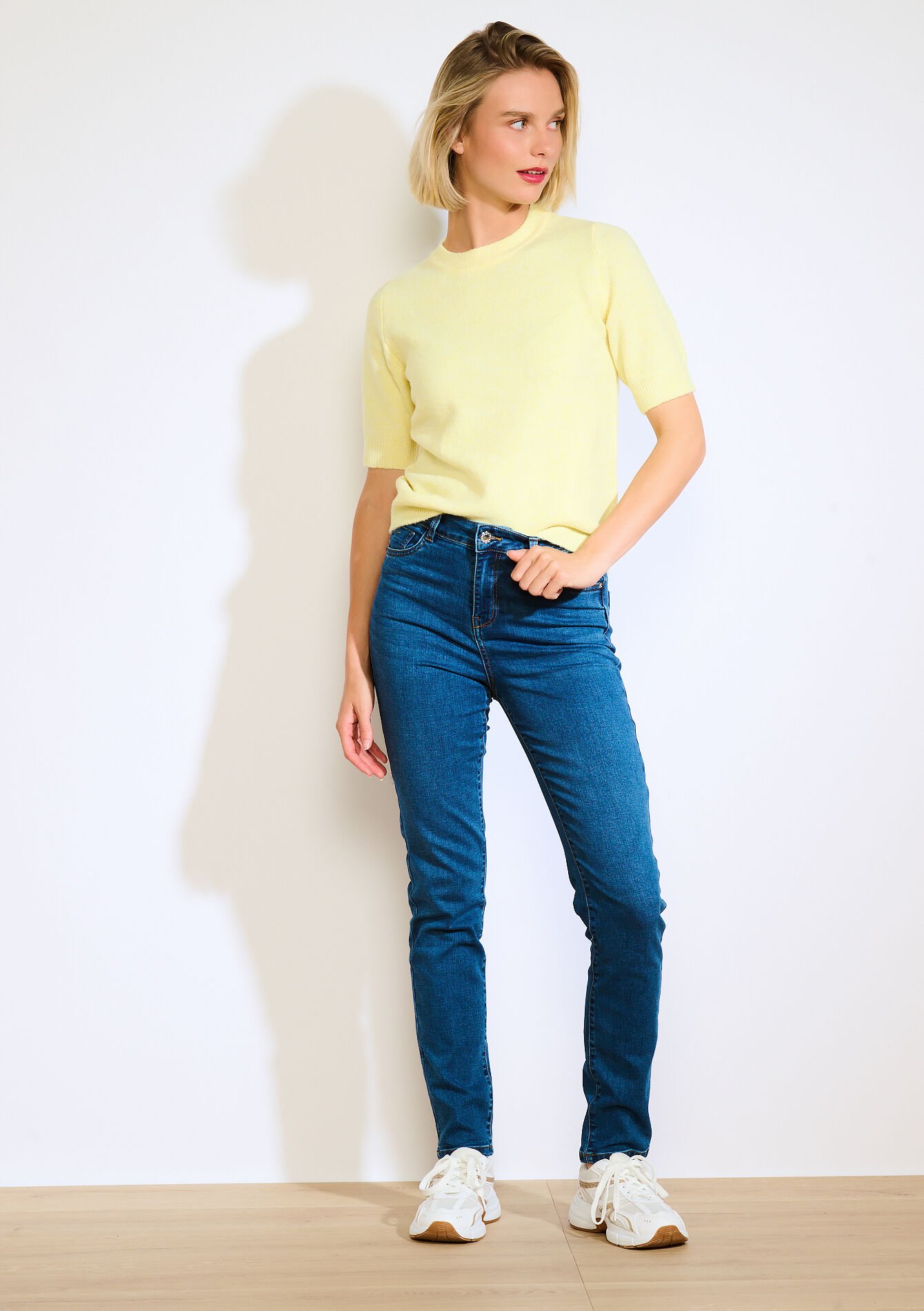 Slim jeans met hoge taille - MEDIUM BLUE - 22000588_0500