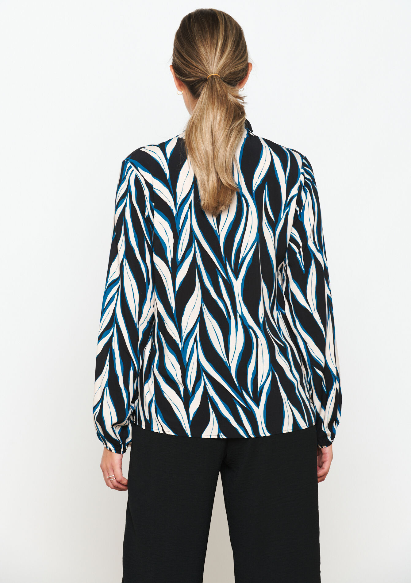 Blouse with bow tie, Blouse with bow tie - PEACOCK BLUE - 05702401_1561