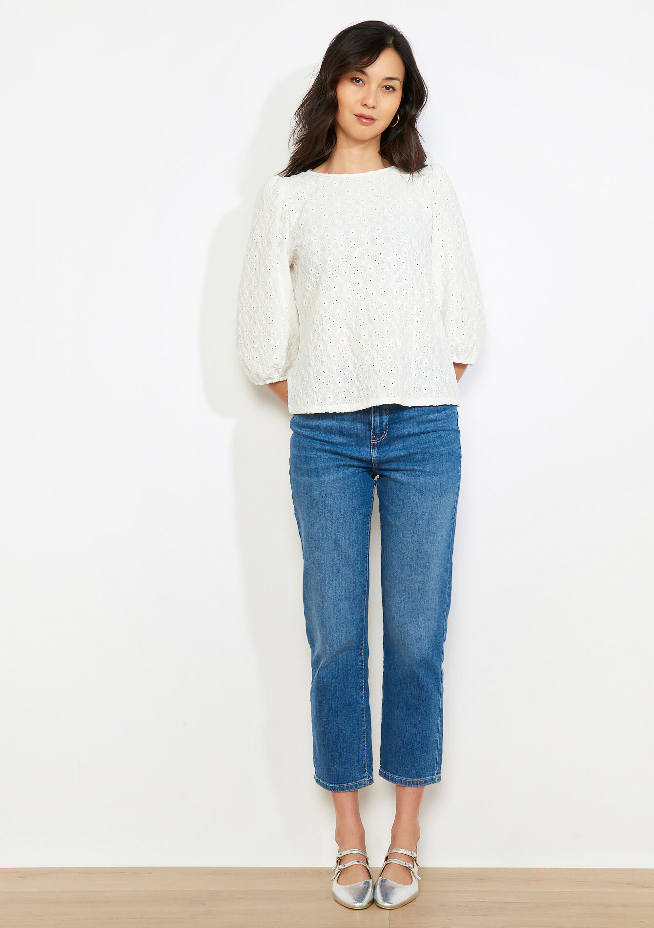 Broderie anglaise blouse - OFFWHITE - 02302005