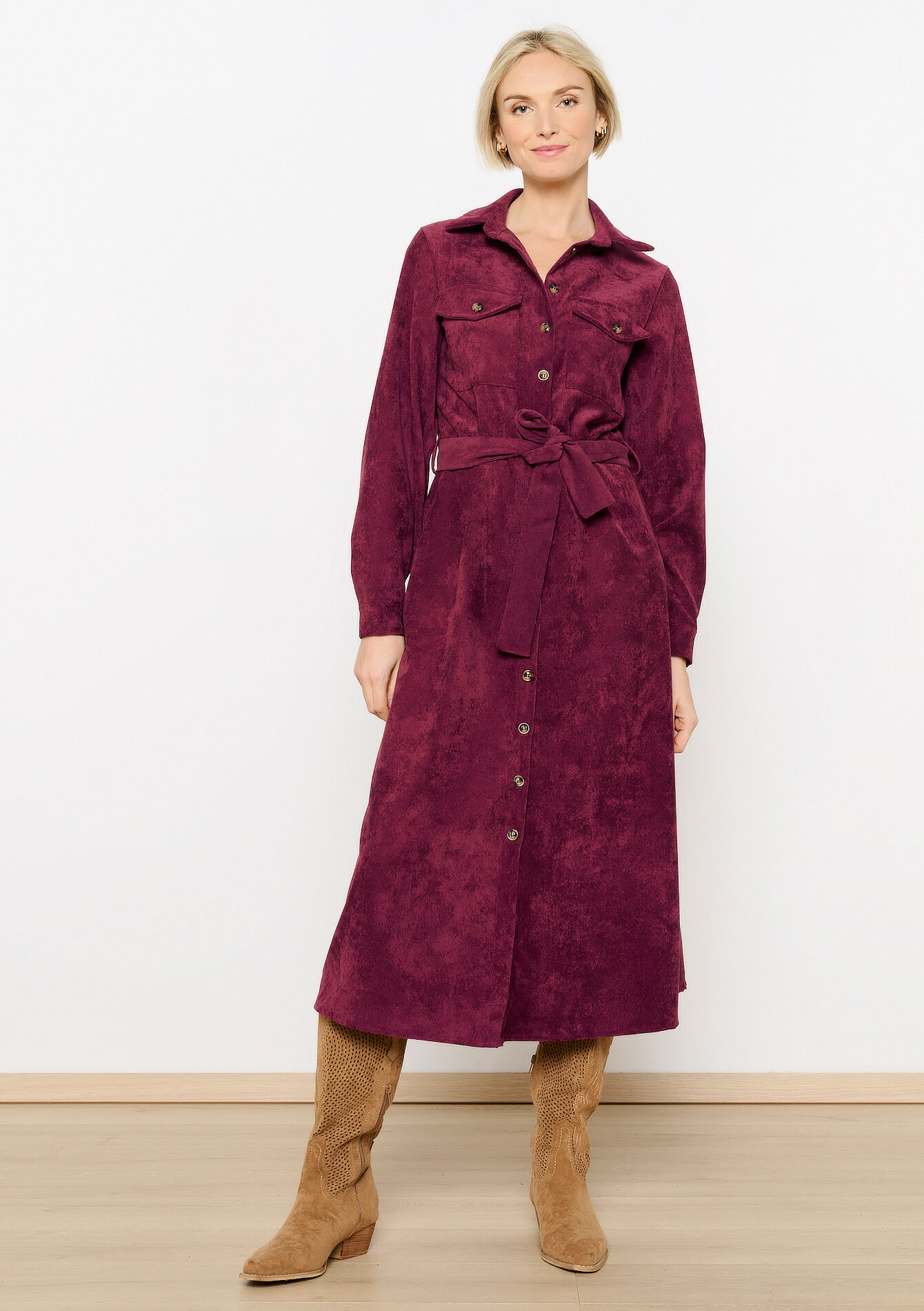 Corduroy hemdjurk, Corduroy hemdjurk - DARK BORDEAUX - 08103875_1424