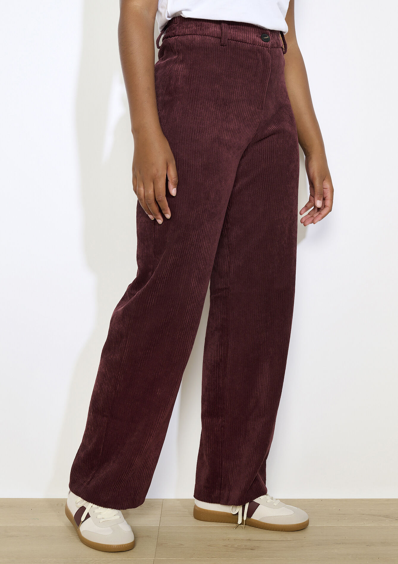 Corduroy broek met elastiek, Corduroy broek met elastiek - AUBERGINE - 06100746_1537