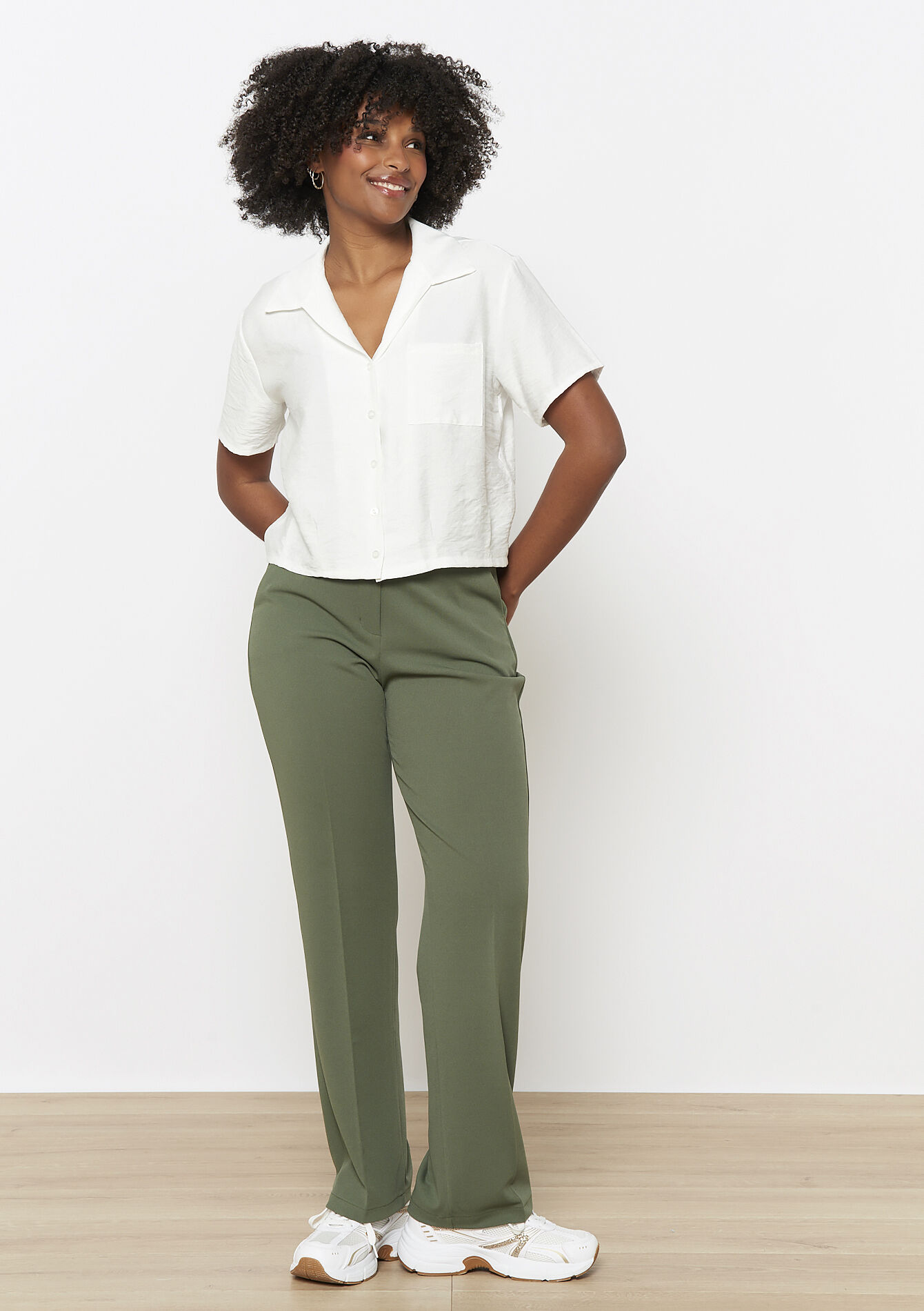 Vloeiende overhemd met knopen, Vloeiende overhemd met knopen - OPTICAL WHITE - 05702801_1019