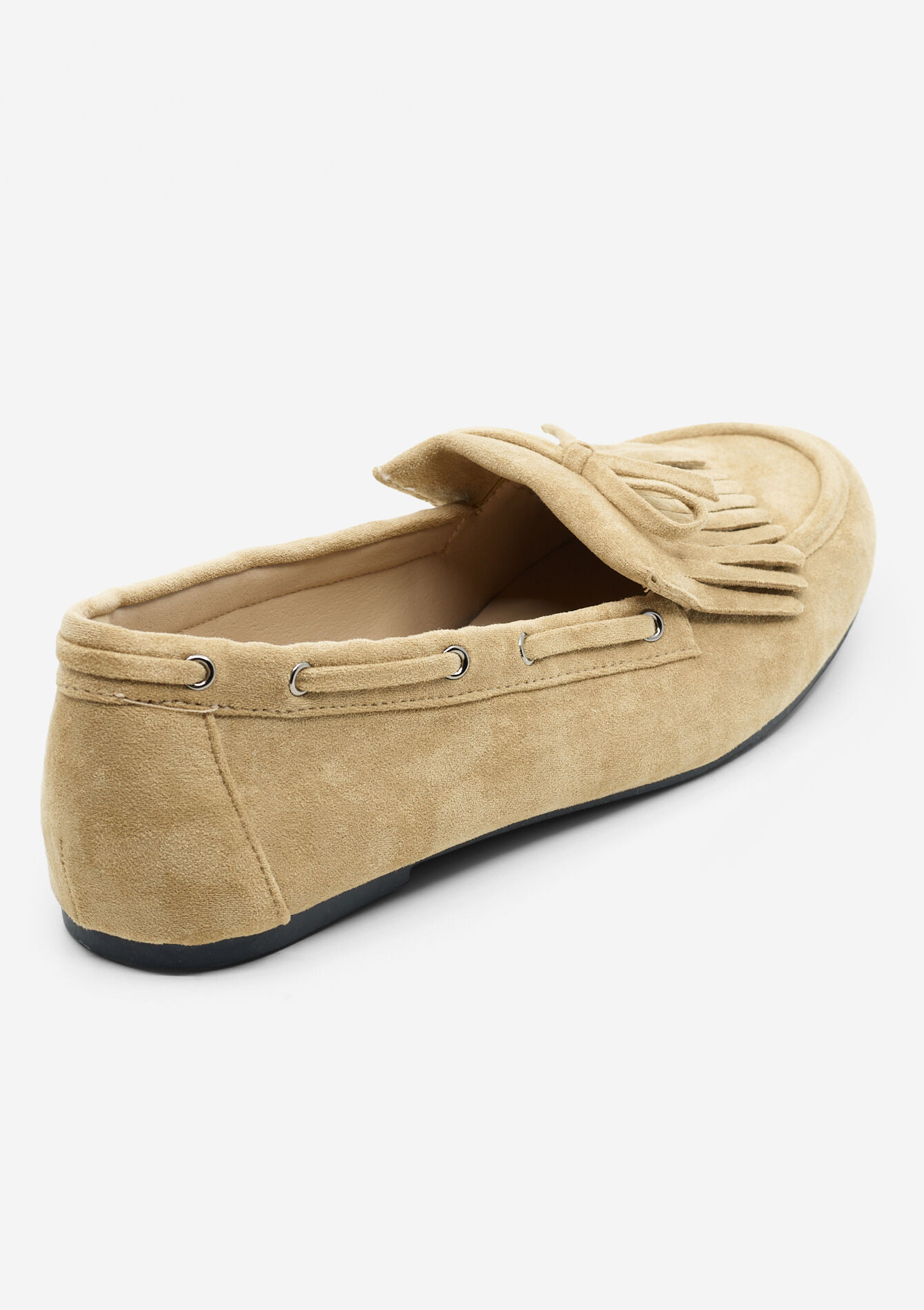Loafer met franjes van suède - BEIGE SAND - 13200067_1940