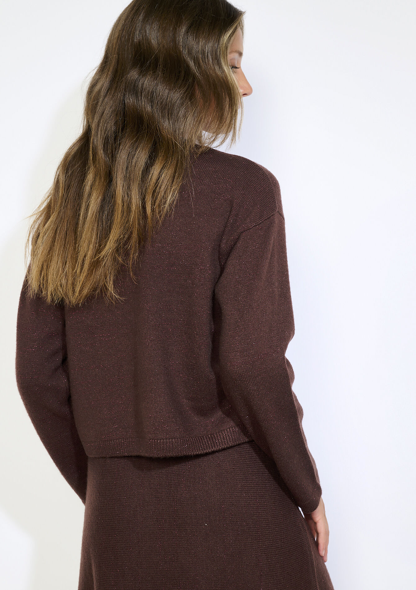 Sparkly round-neck jumper, Sparkly round-neck jumper - BROWN DARK CHOCOLATE - 04006939_3720