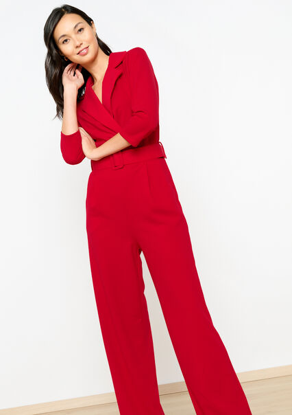 Jumpsuit with collar - RED LIPSTICK - 06004468_5310