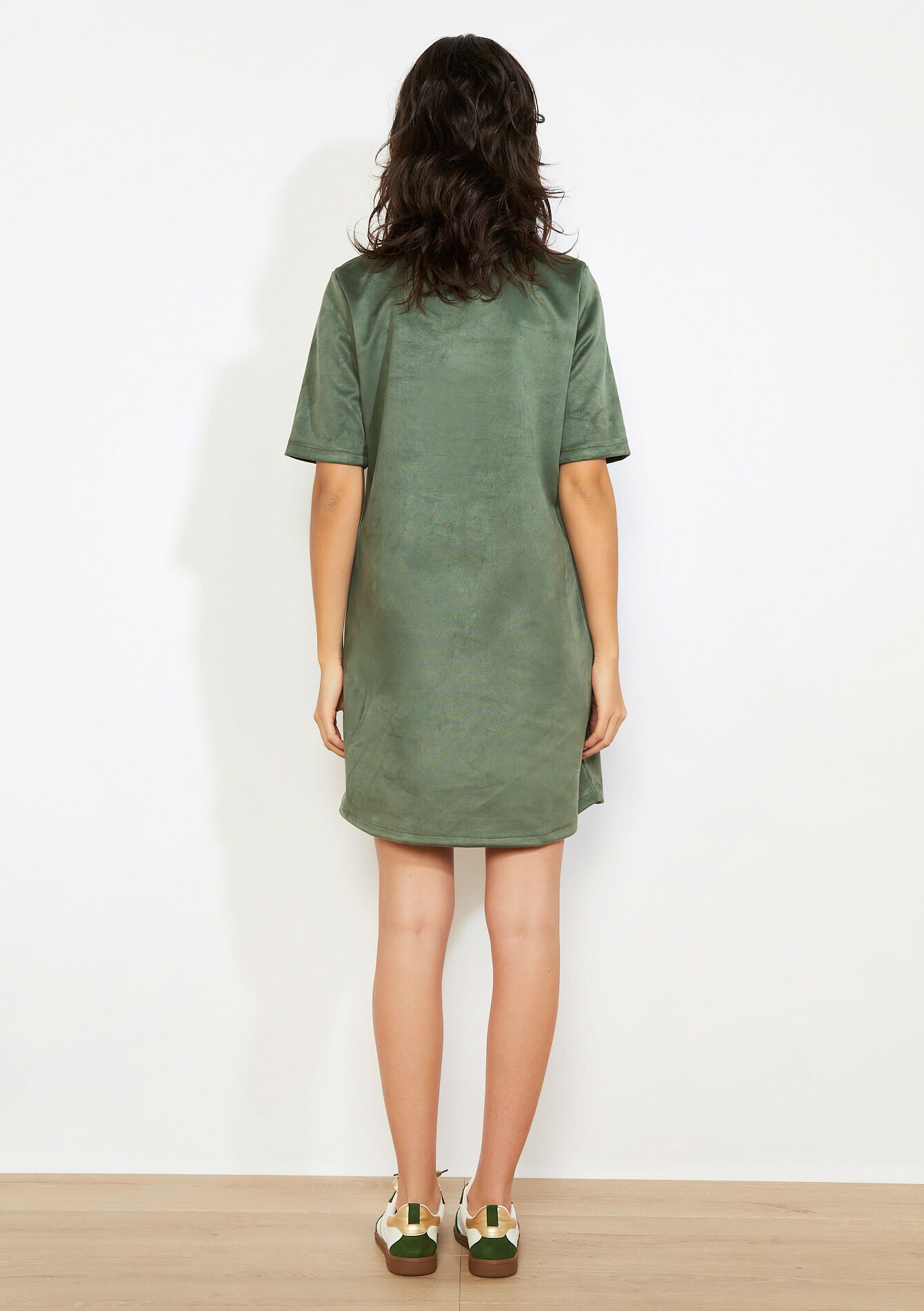 Robe suédine ornée, Robe suédine ornée - KHAKI MED - 08104444_4327