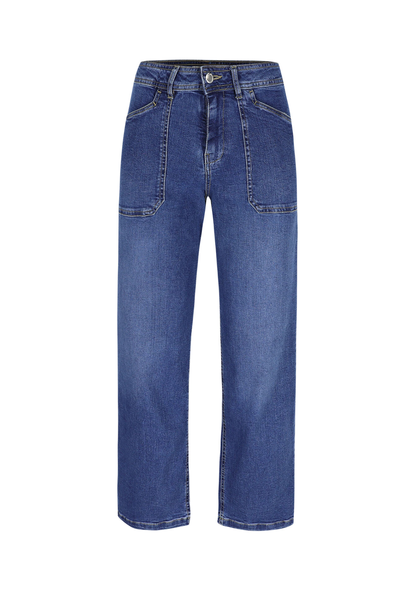 Flared jeans met hoge taille, Flared jeans met hoge taille - MEDIUM BLUE - 22000618_0500