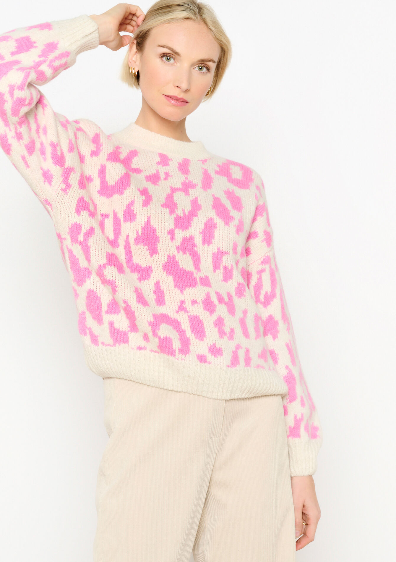 Pull à imprimé léopard, Pull à imprimé léopard - ECRU PEACH - 04006797_2564