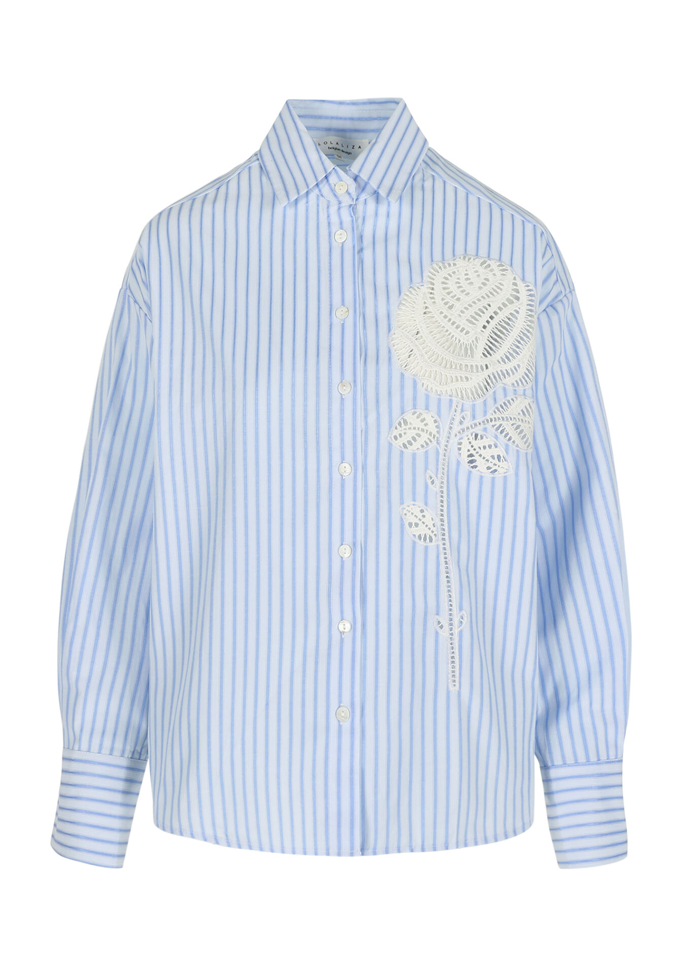 Gestreept overhemd met borduursel - BLUE PASTEL - 05703030_3003