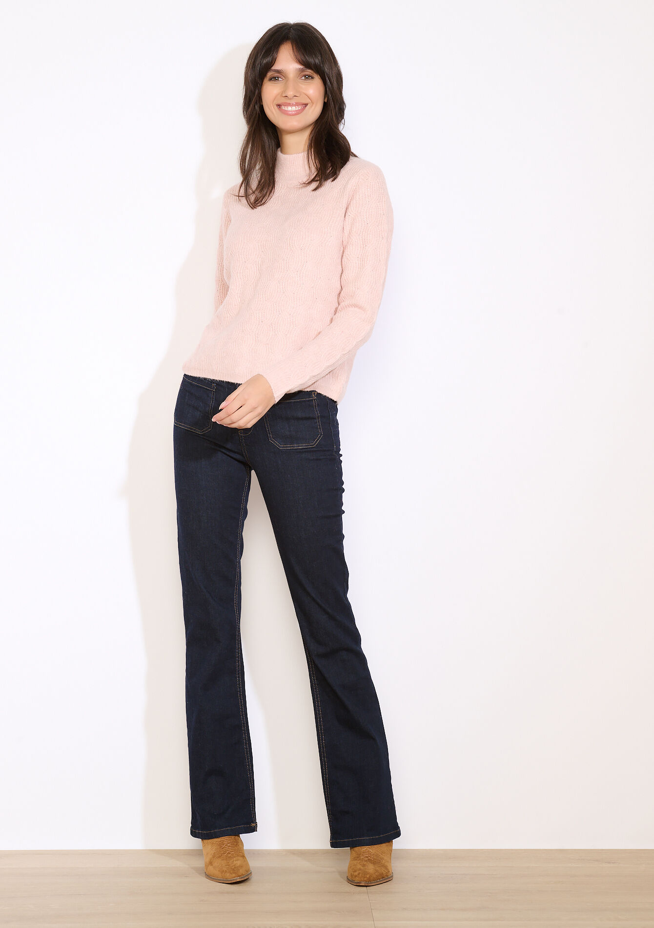 Zachte gebreide trui, Zachte gebreide trui - NUDE PINK - 04006938_1301