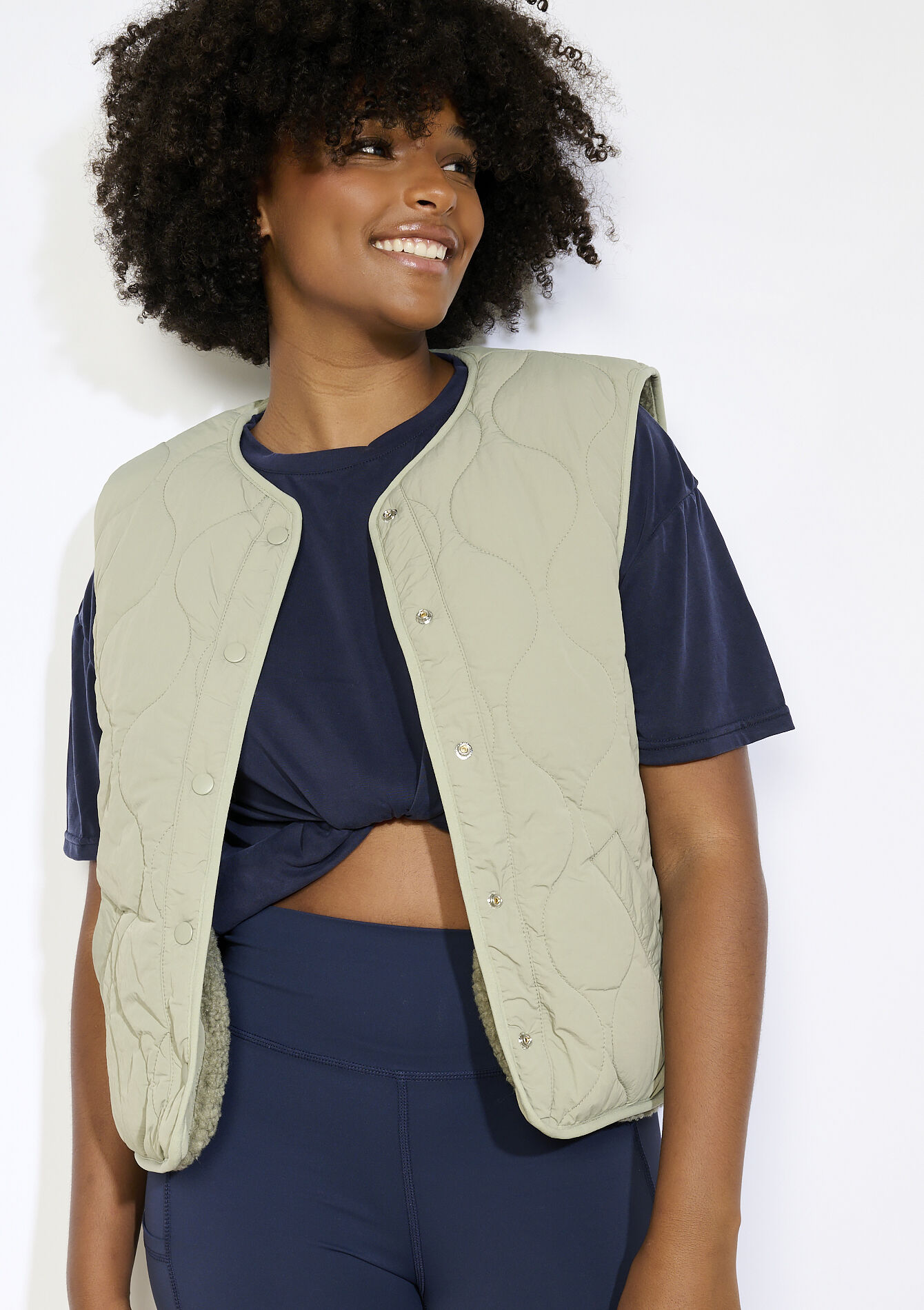 Omkeerbare bodywarmer, Omkeerbare bodywarmer - KHAKI FADED - 15100339_4326