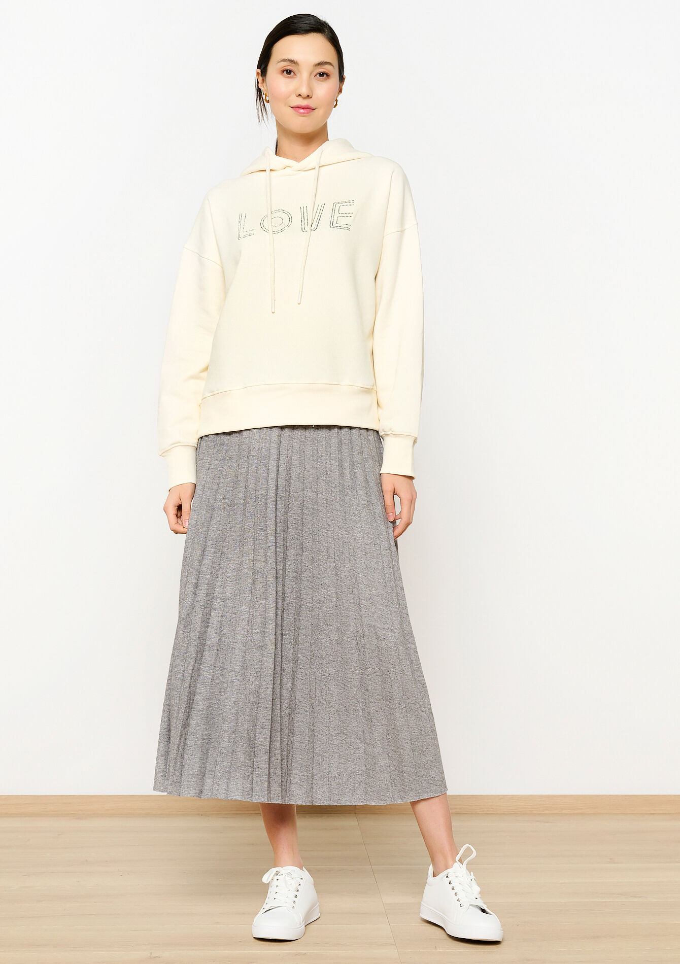 Basic hoodie met studs, Basic hoodie met studs - VANILLA WHITE - 1094898