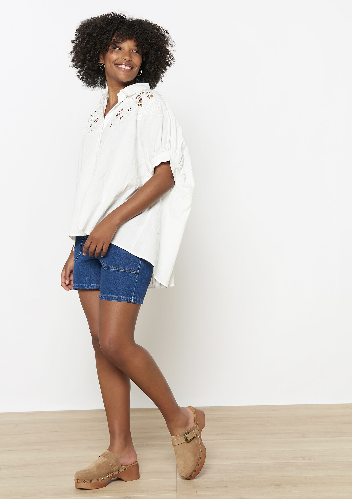 Chemise ajourée oversize - OPTICAL WHITE - 05702817_1019