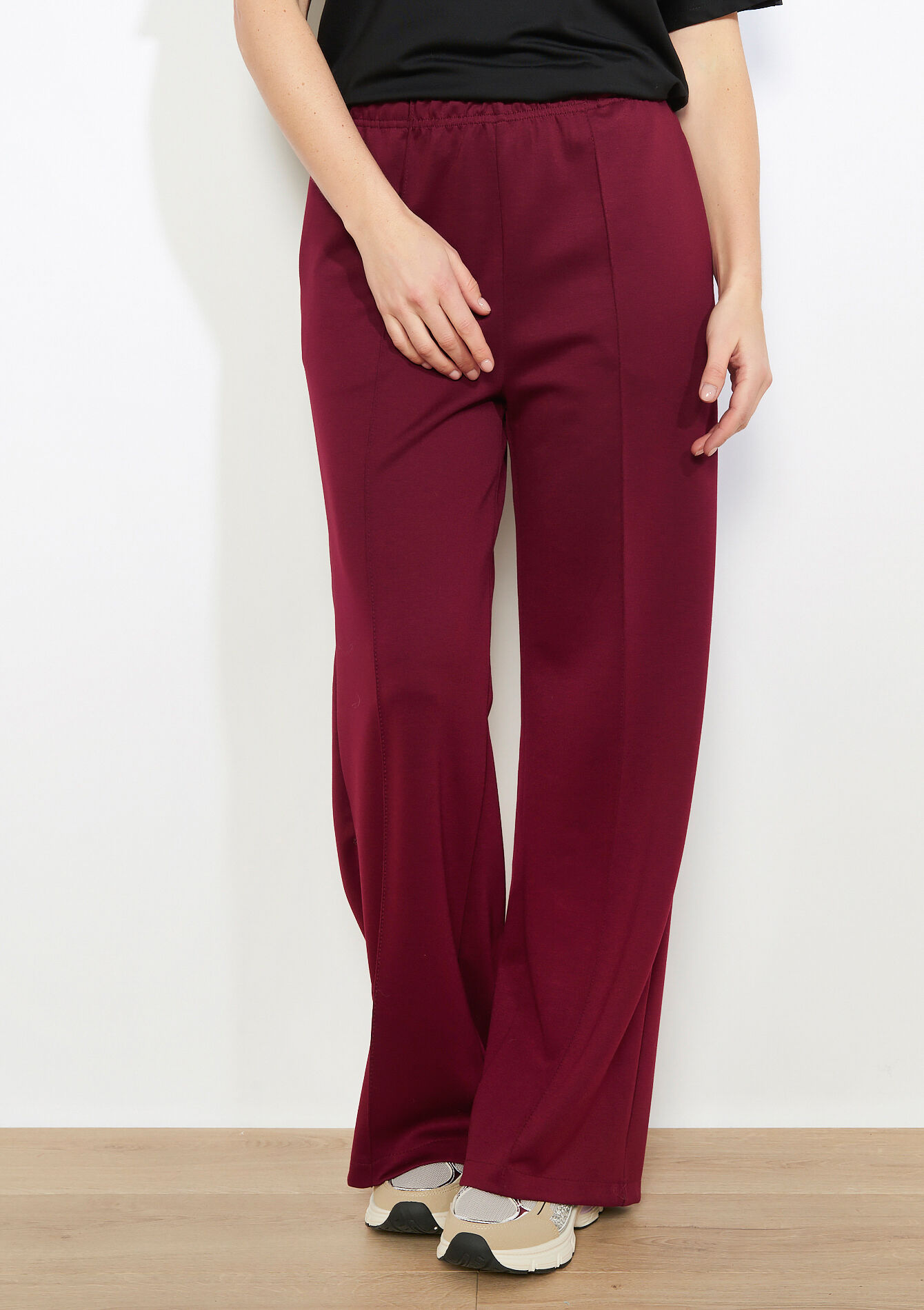 Hoog taille wijde broek - AUBERGINE - 15100426_1537