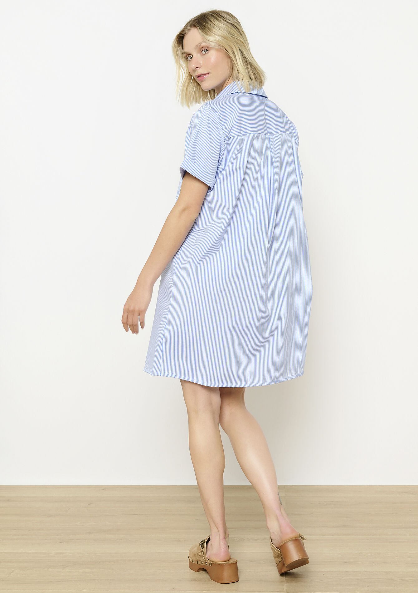 Casual mini shirt dress, Casual mini shirt dress - BLUE PASTEL - 08104187
