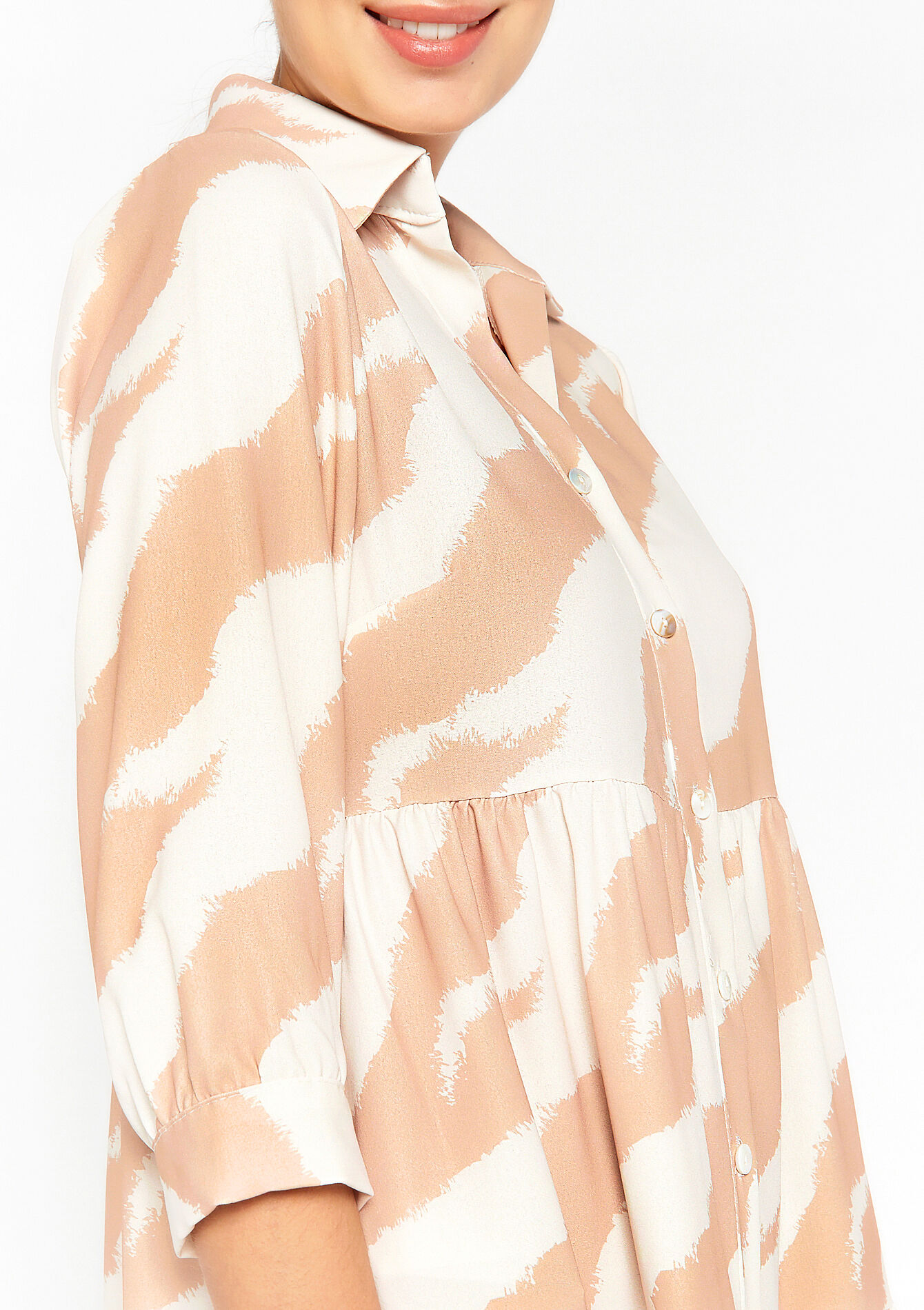 Babydoll dress with zebra print - LT BEIGE - 08103235_2527