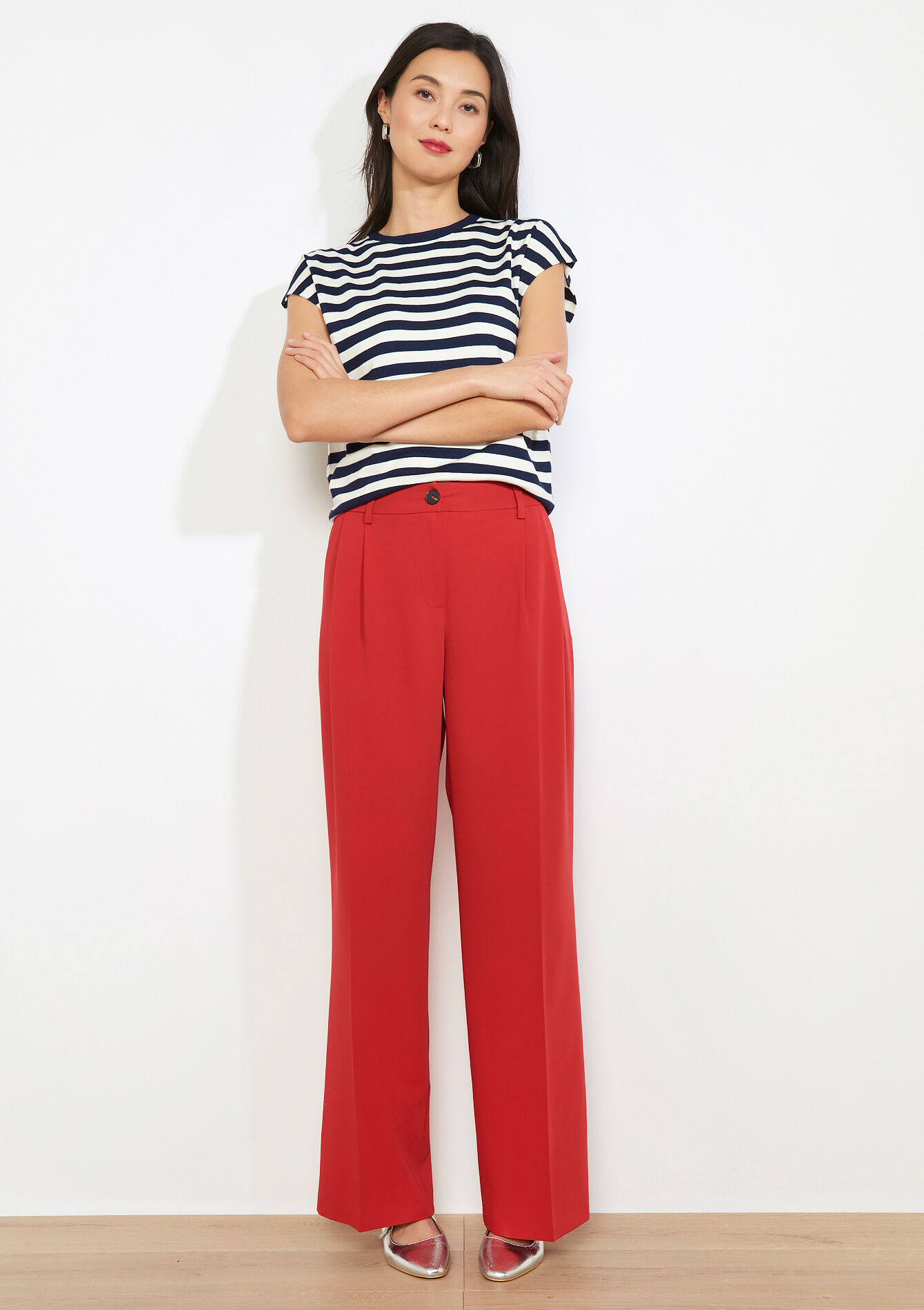 Plooitaille broek met XL fit - RED LOLLIPOP - 06100790_5301