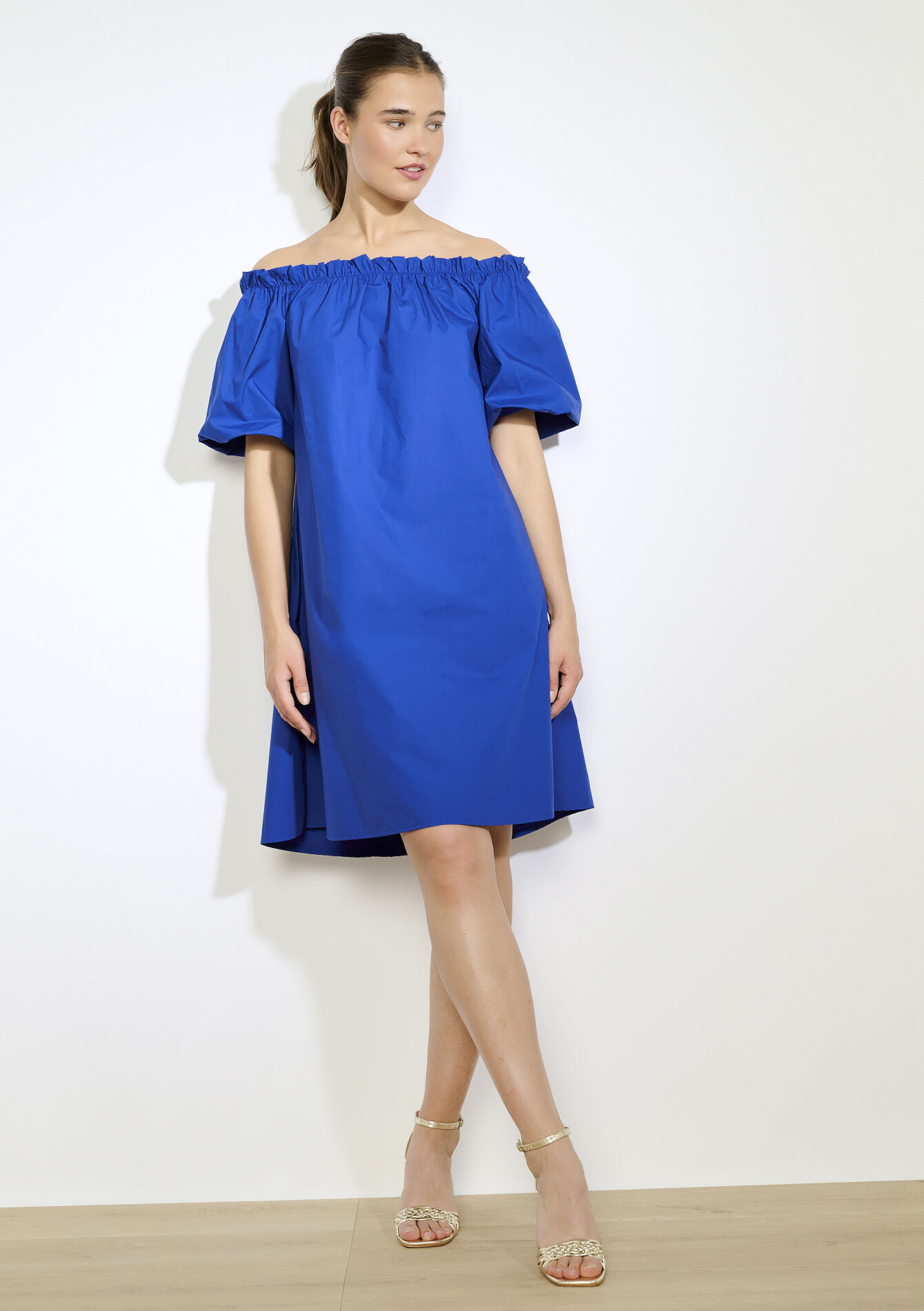 Robe épaules dénudées, Robe épaules dénudées - ELECTRIC BLUE - 08104207_1619