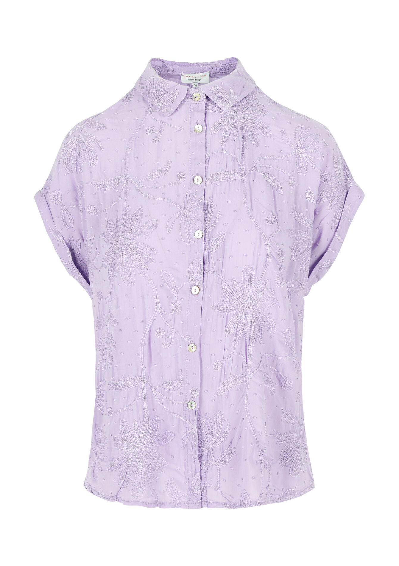 Embroidered shirt, Embroidered shirt - PASTEL LILAC - 05702555_1493