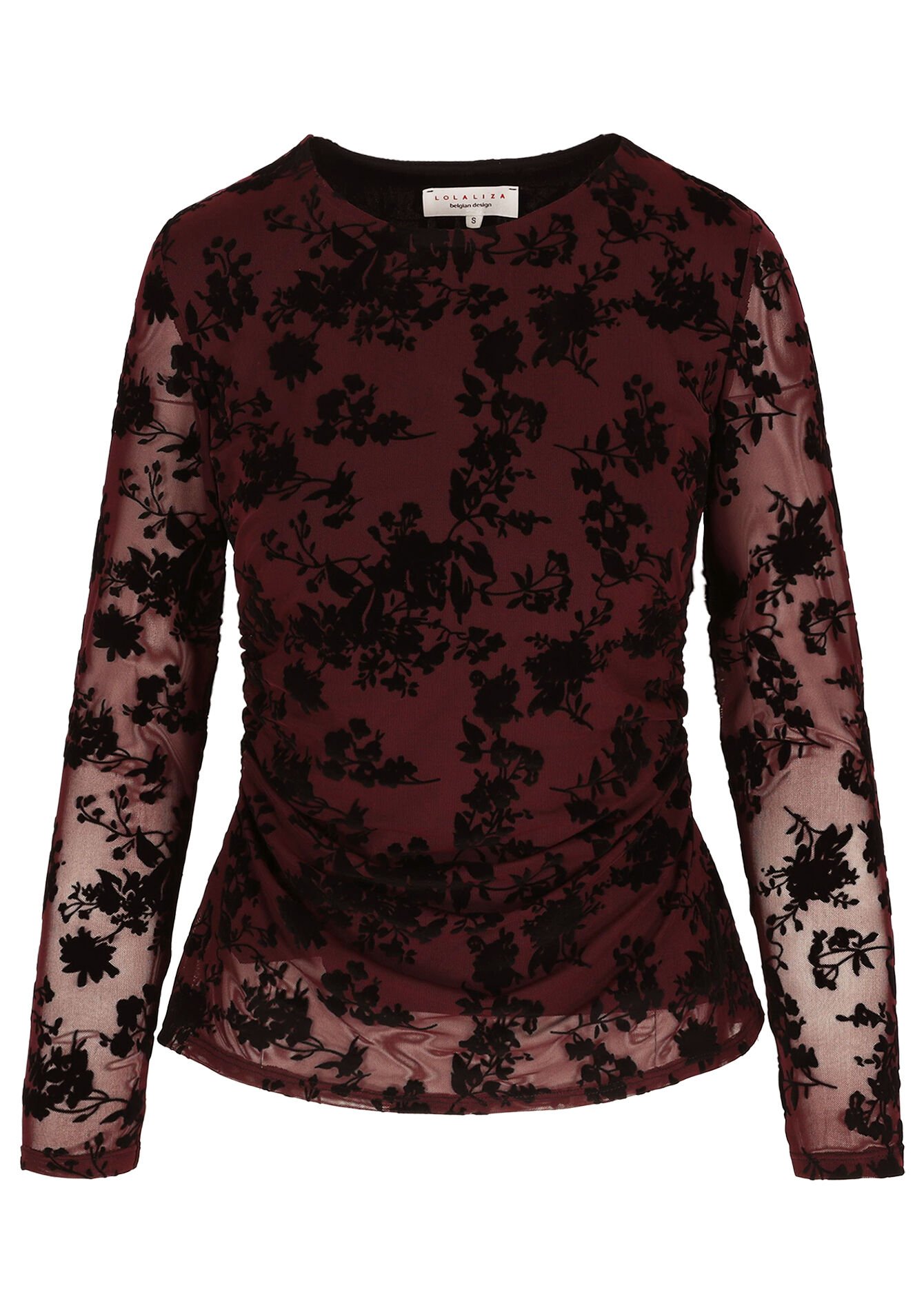 Top en velours floral, Top en velours floral - BORDEAUX WINE - 02100318_5514