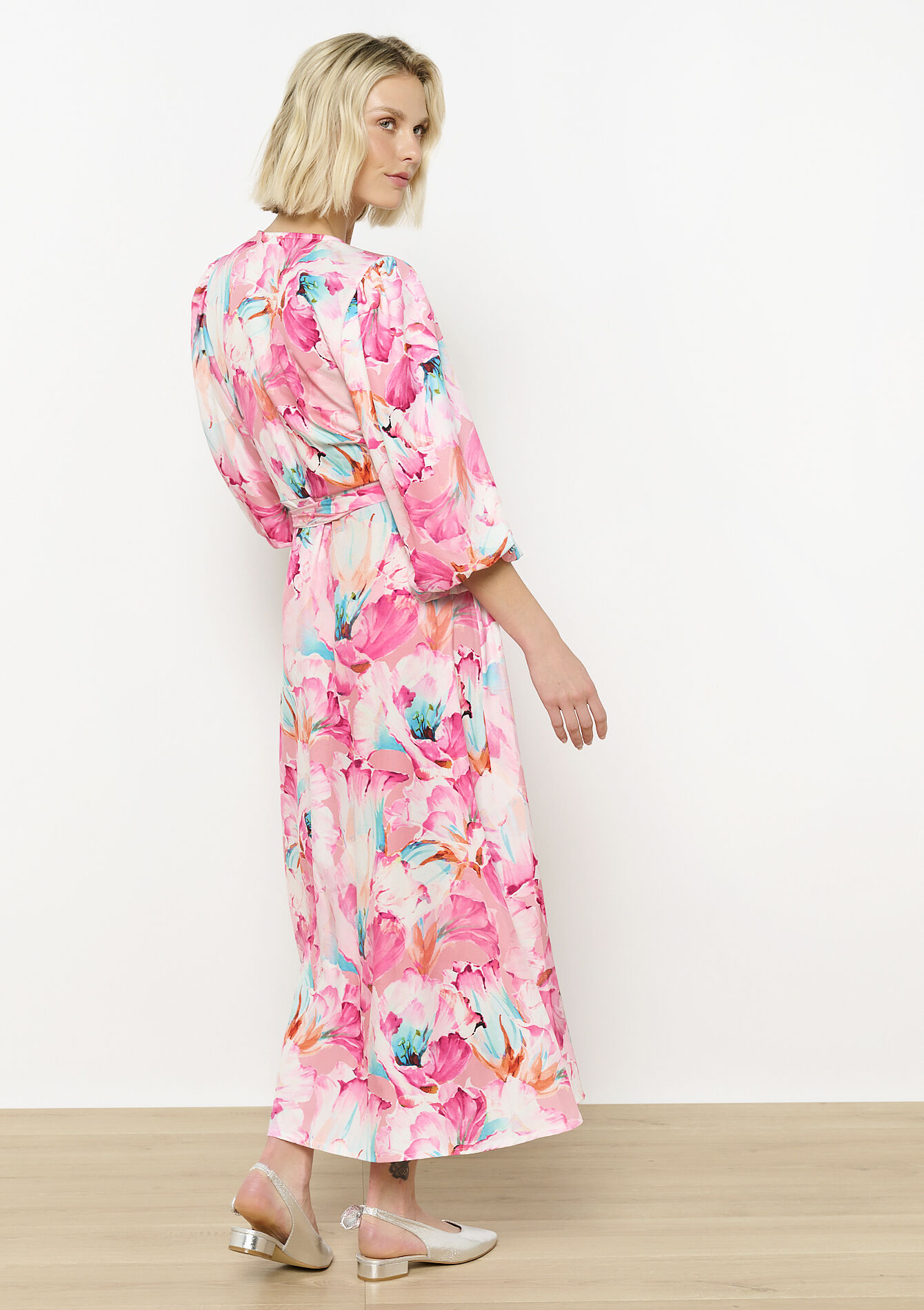 Robe portefeuille imprimée florale, Robe portefeuille imprimée florale - PINK BUBBLEGUM - 08104107_1477