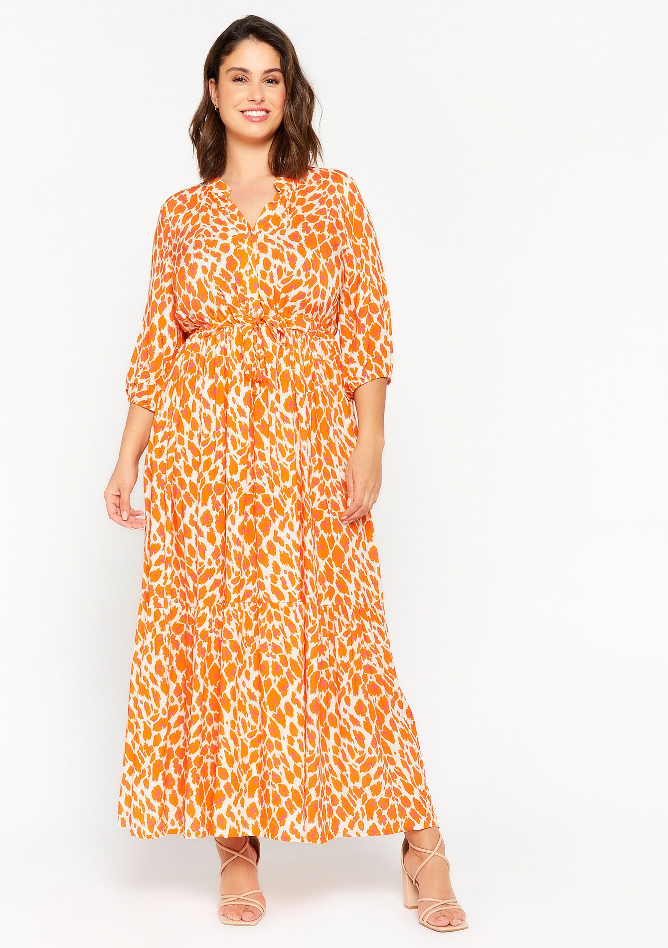 Maxi-jurk met luipaardprint, Maxi-jurk met luipaardprint - ORANGE BRIGHT - 08601902_1255