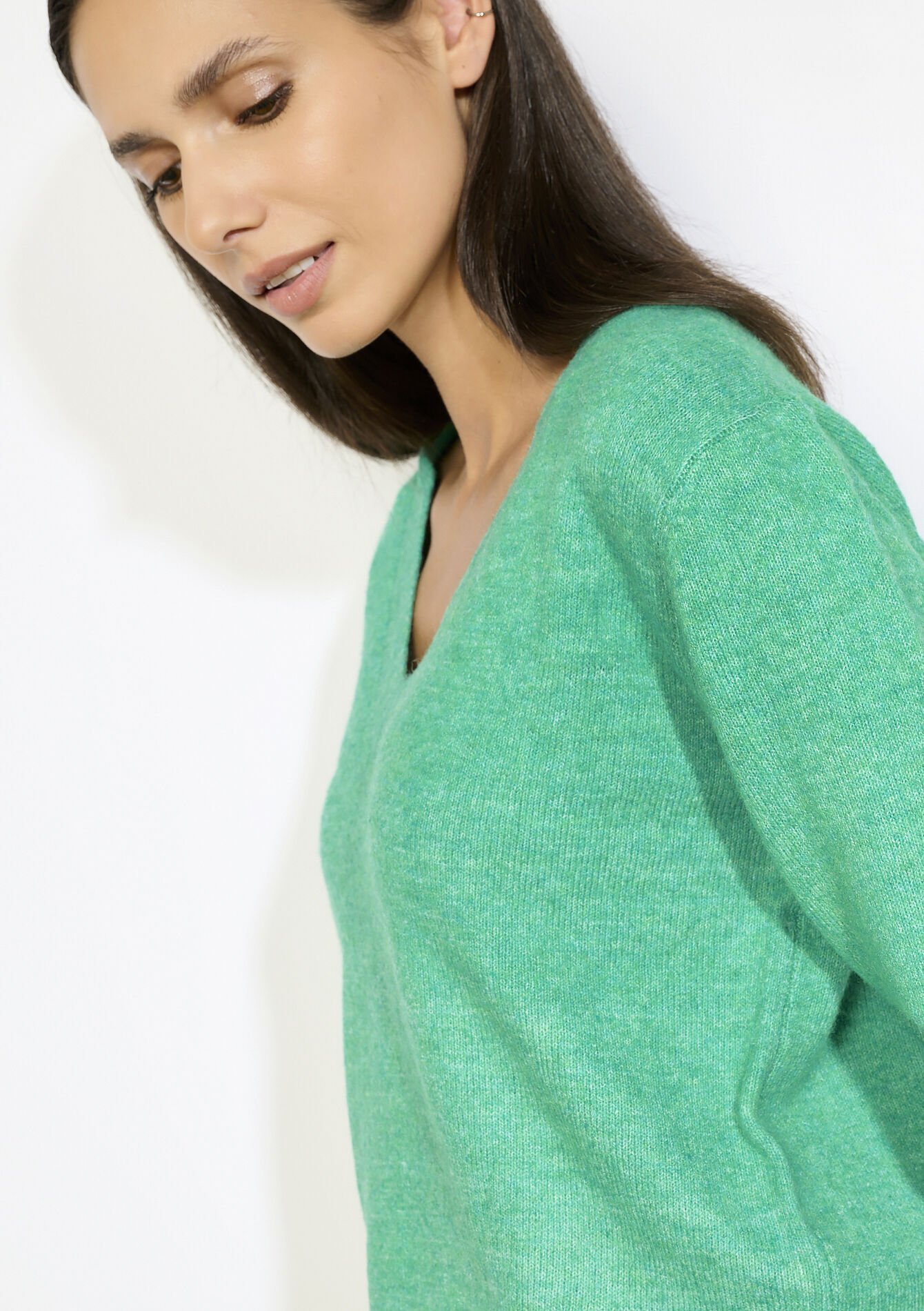 Zachte V-hals trui - GREEN APPLE - 04006974_1783