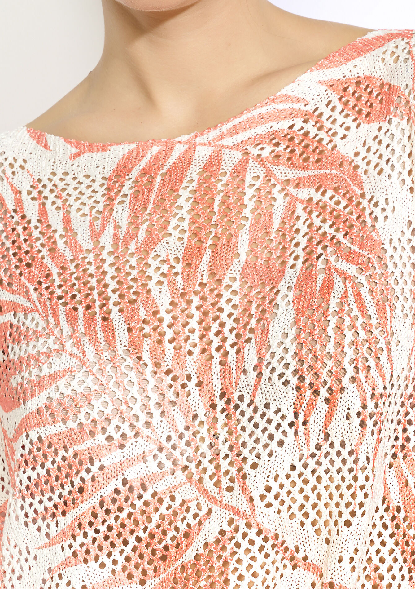 Luchtige blouse met bladerprint, Luchtige blouse met bladerprint - CORAL PINK - 02301875_1968