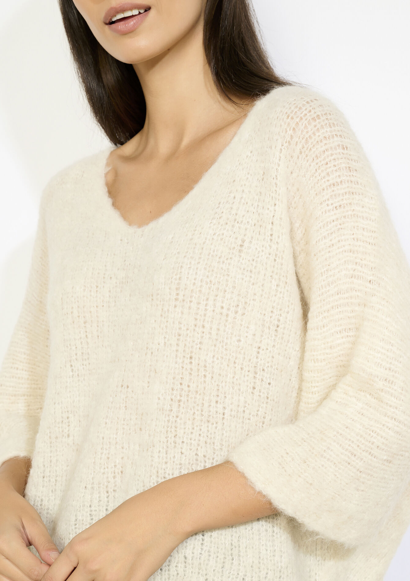 Luchtige gebreide trui, Luchtige gebreide trui - VANILLA WHITE - 04007061_1013