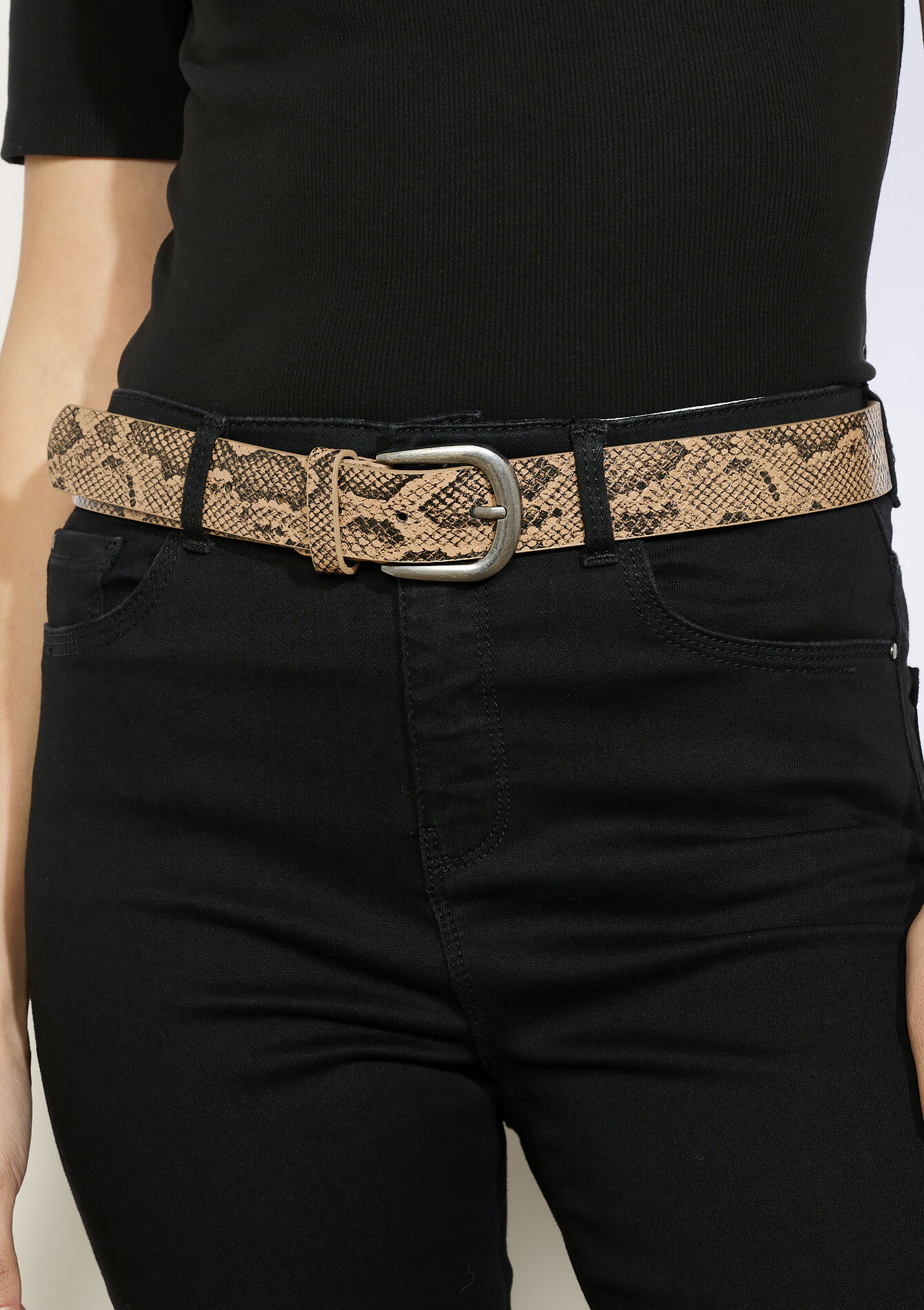 Ceinture large python en cuir, Ceinture large python en cuir - BEIGE COFFEE - 14001918_2561