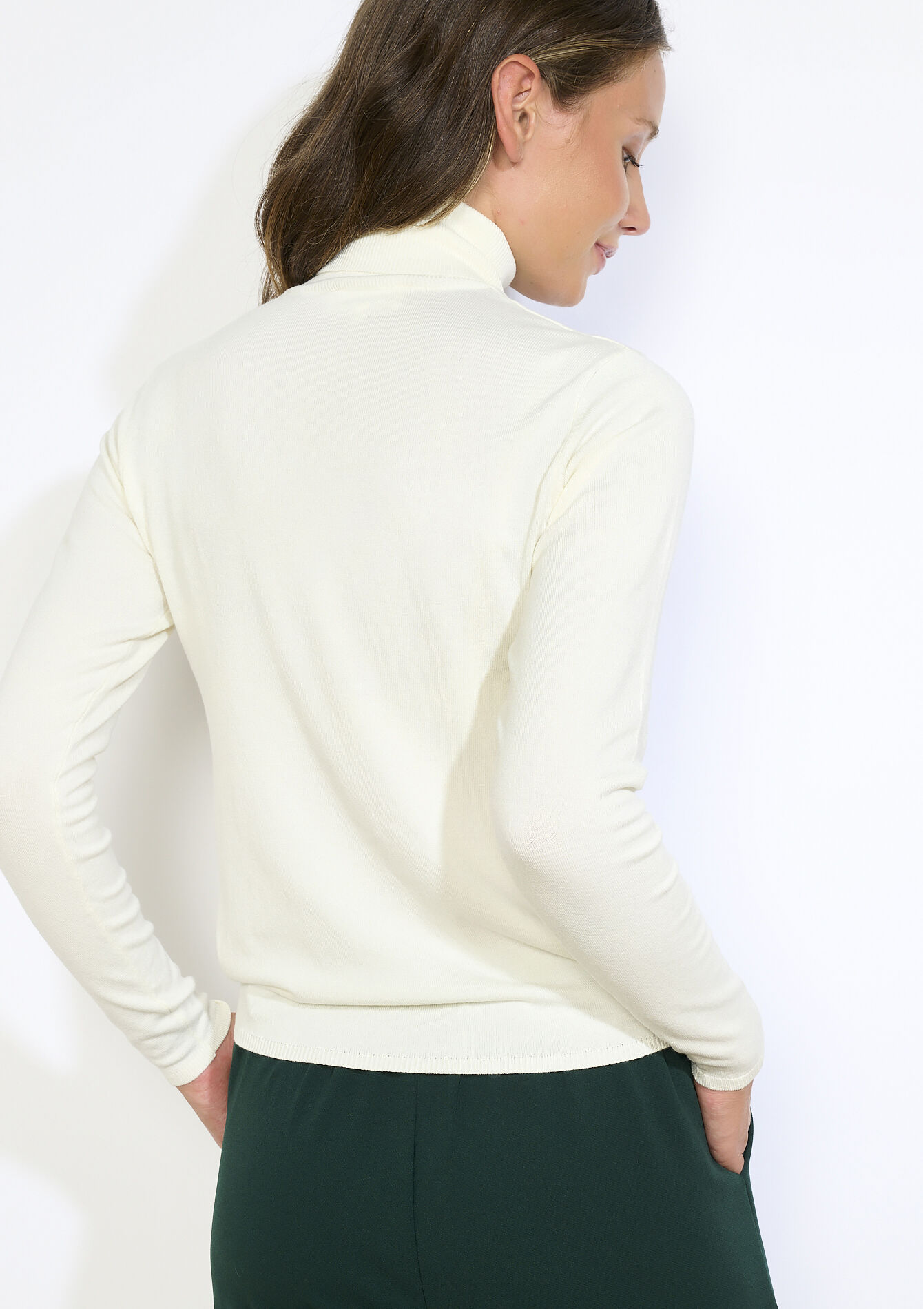 Lightweight roll-neck top, Lightweight roll-neck top - ECRU PEACH - 04101276_2564