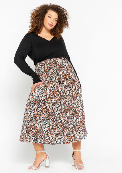 Midi skirt with print - BLACK - 07101145_1119
