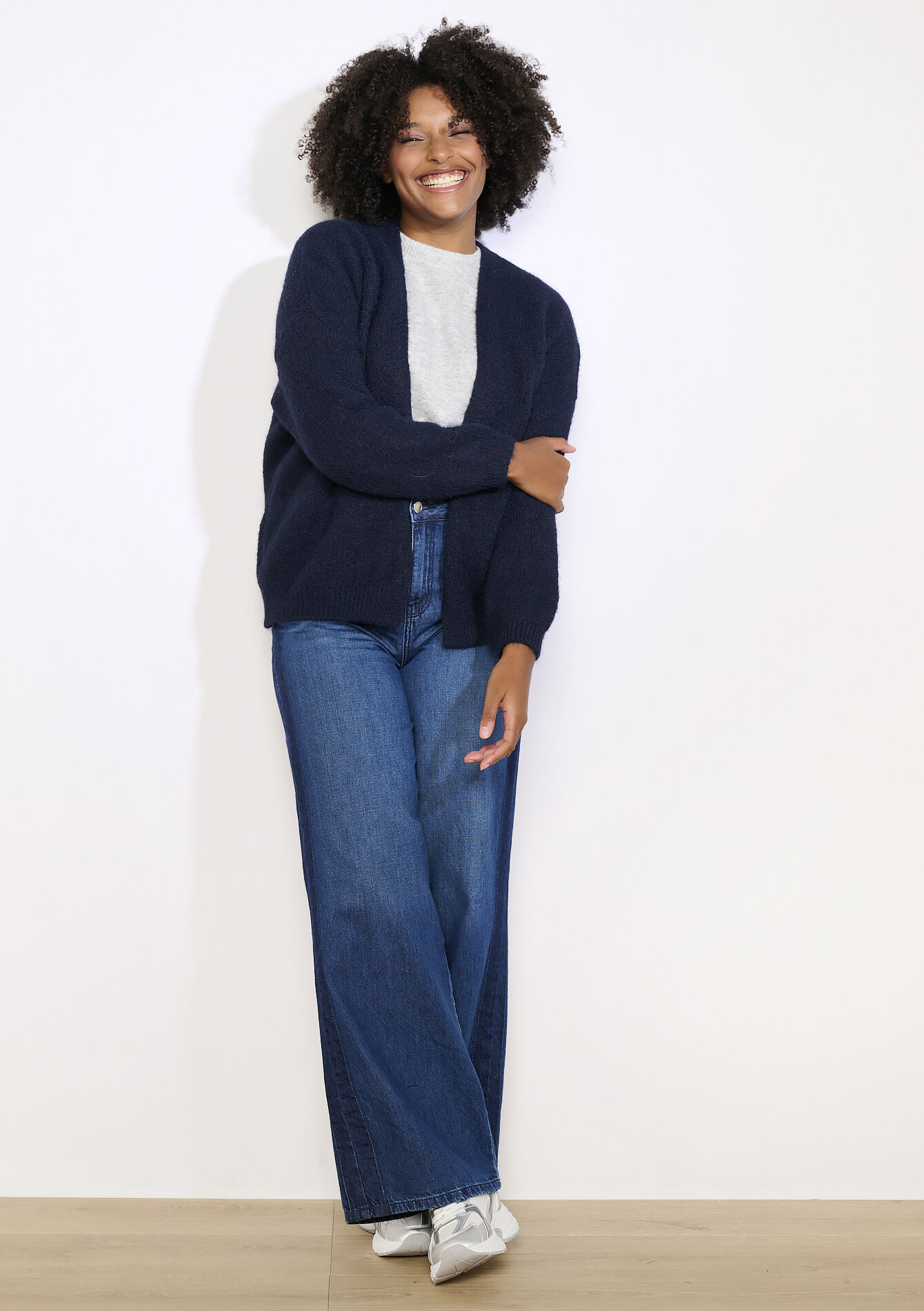 Open knit cardigan - NAVY BASIC - 04101387_2723