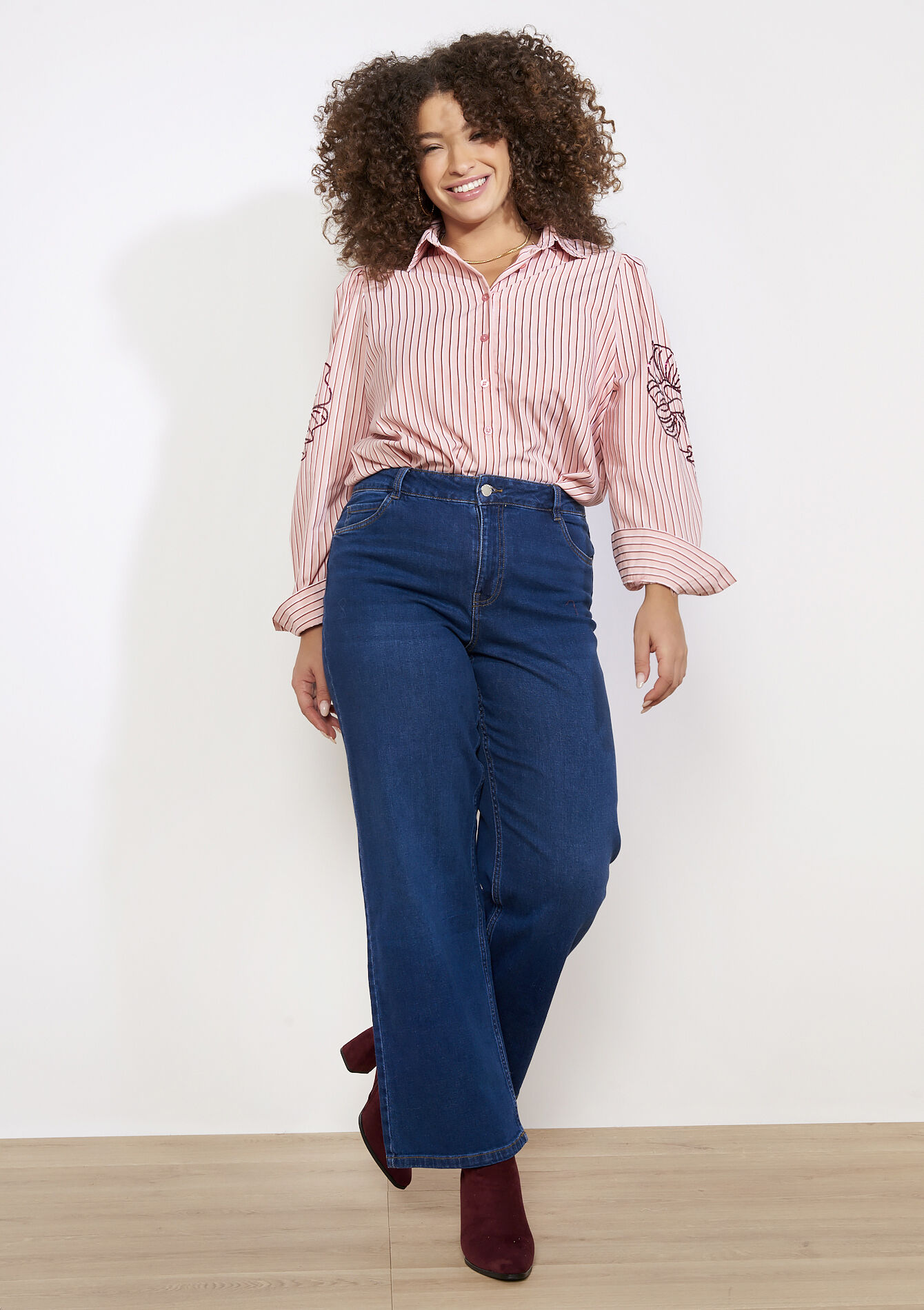 Wijde jeans met hoge taille, Wijde jeans met hoge taille, , detail_2