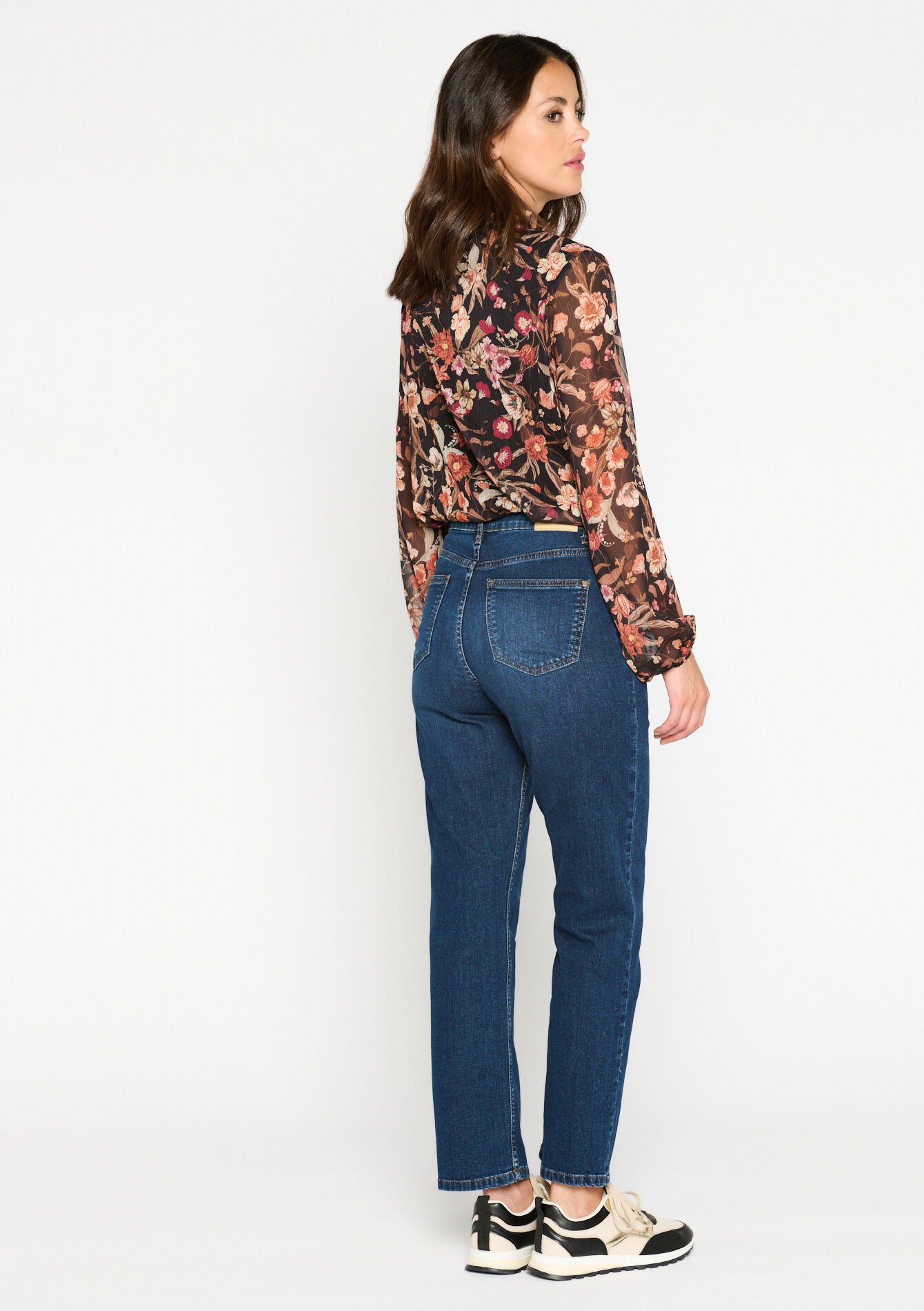 Rechte jeans met hoge taille, Rechte jeans met hoge taille - DARK BLUE - 22000469_0501