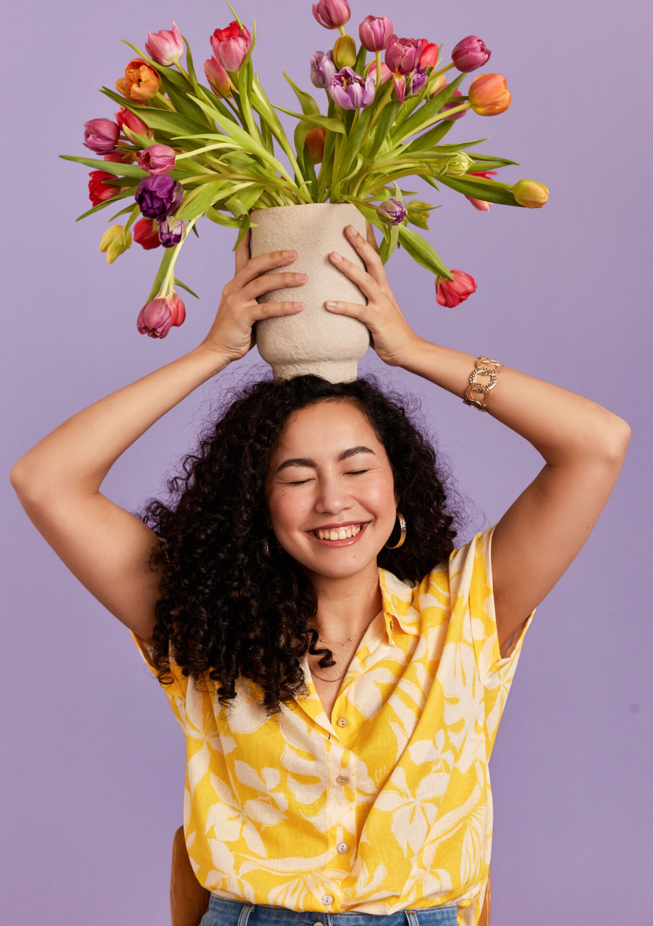 Linen shirt with tropical print, Linen shirt with tropical print - YELLOW SUN - 05702187_5007