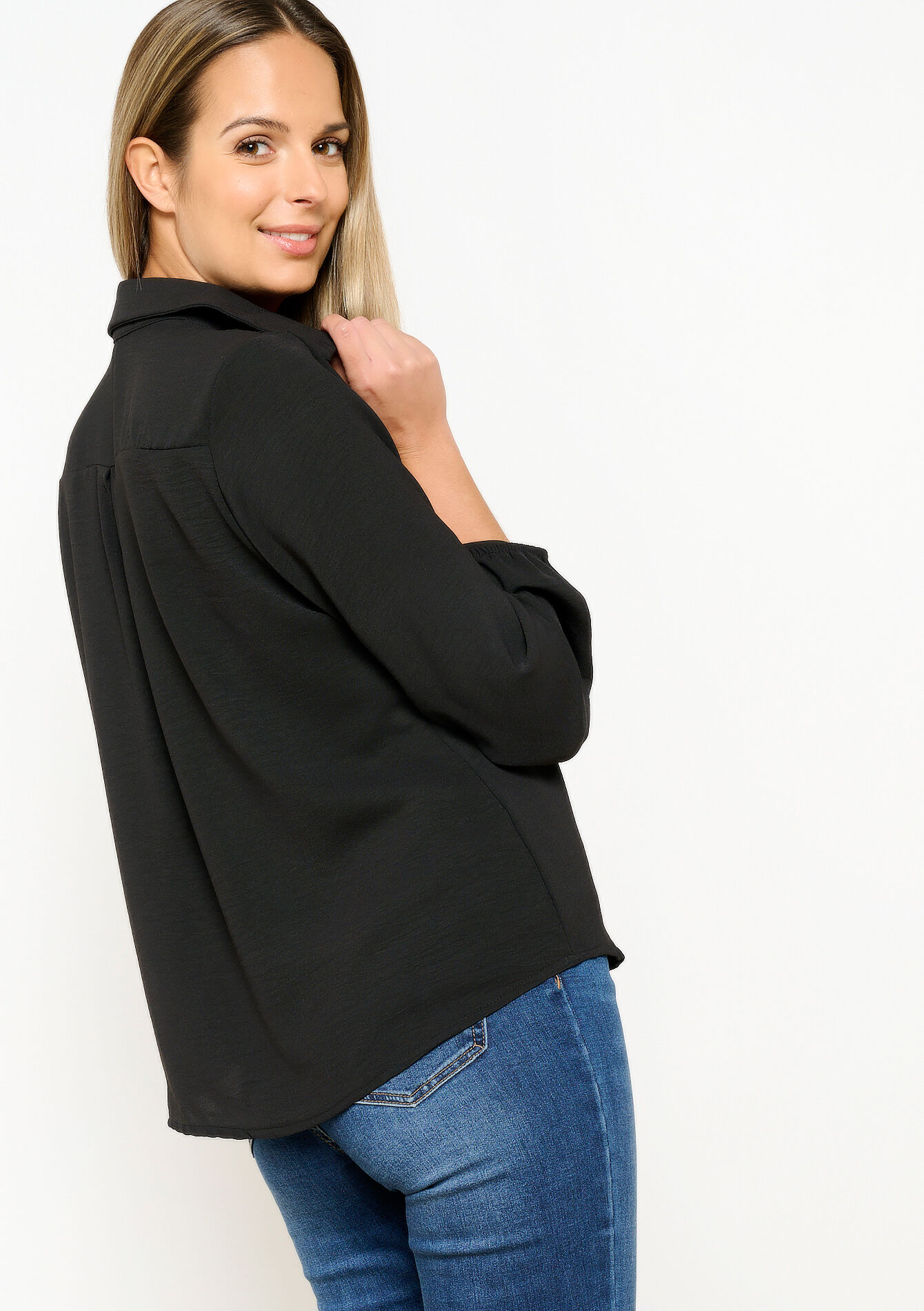 Hemd met macramé detail - BLACK - 05702423_1119